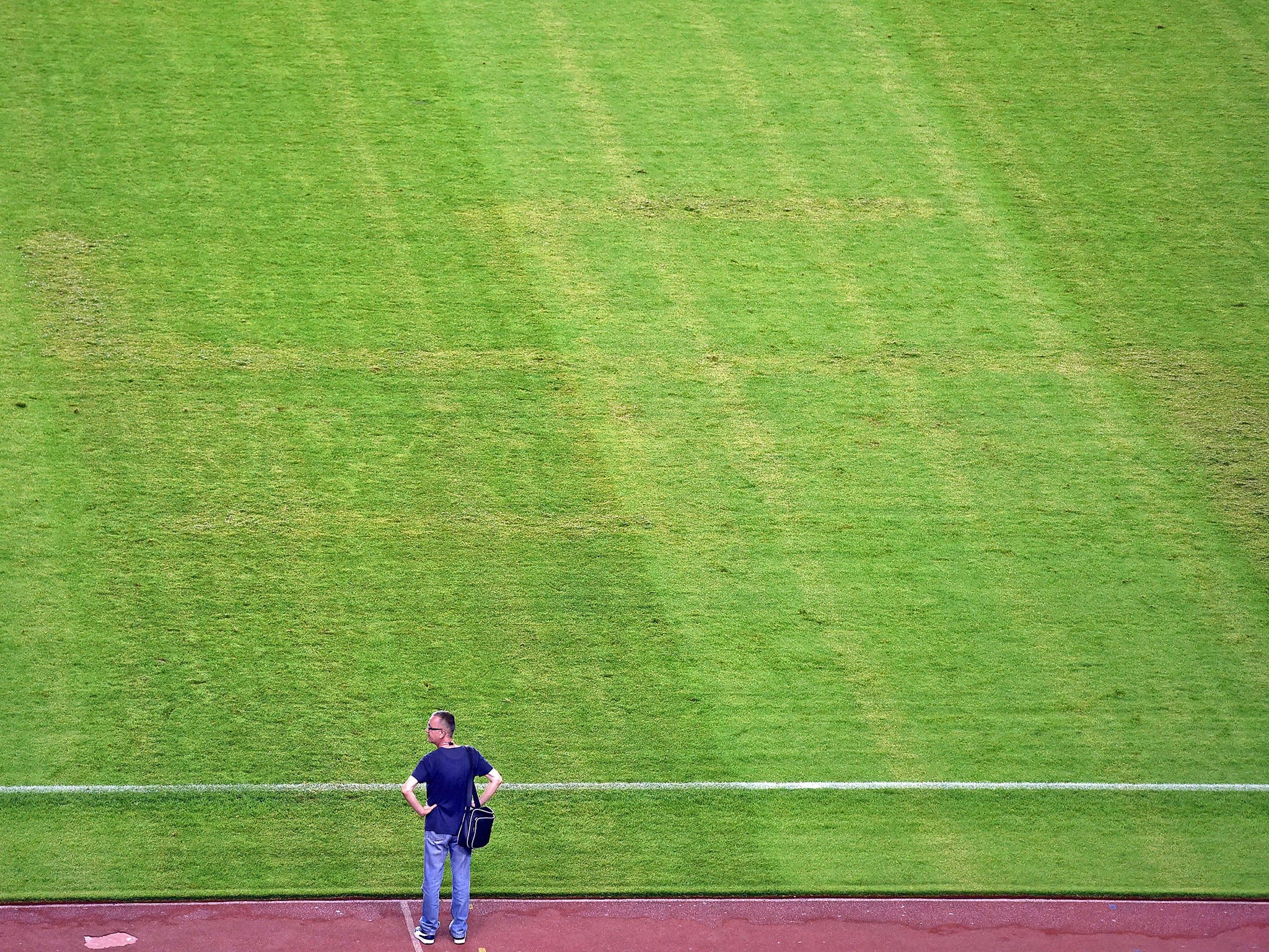 A big swastika symbol can be seen on the pitch ahead of Croatia's recent Euro 2016 qualifying football match against Italy in Split (Getty)