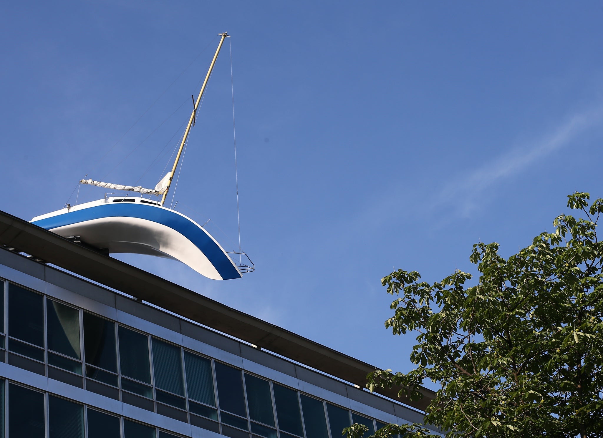 Another of Wurm's bendy vehicles, 'Misconceivable', appeared on the roof of a Vienna hotel in 2012.