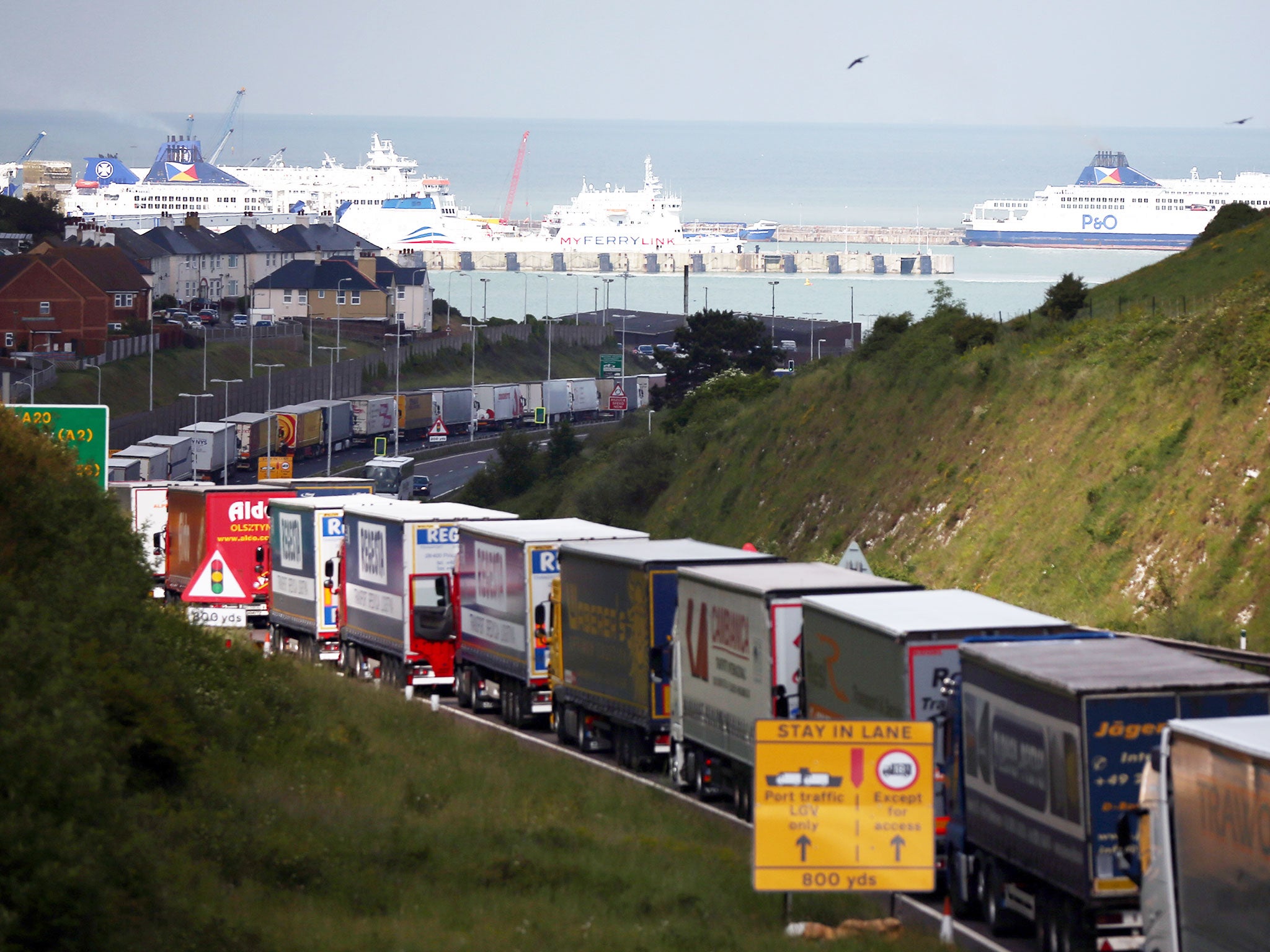 Trucks queue up as part of Operation Stack in Dover