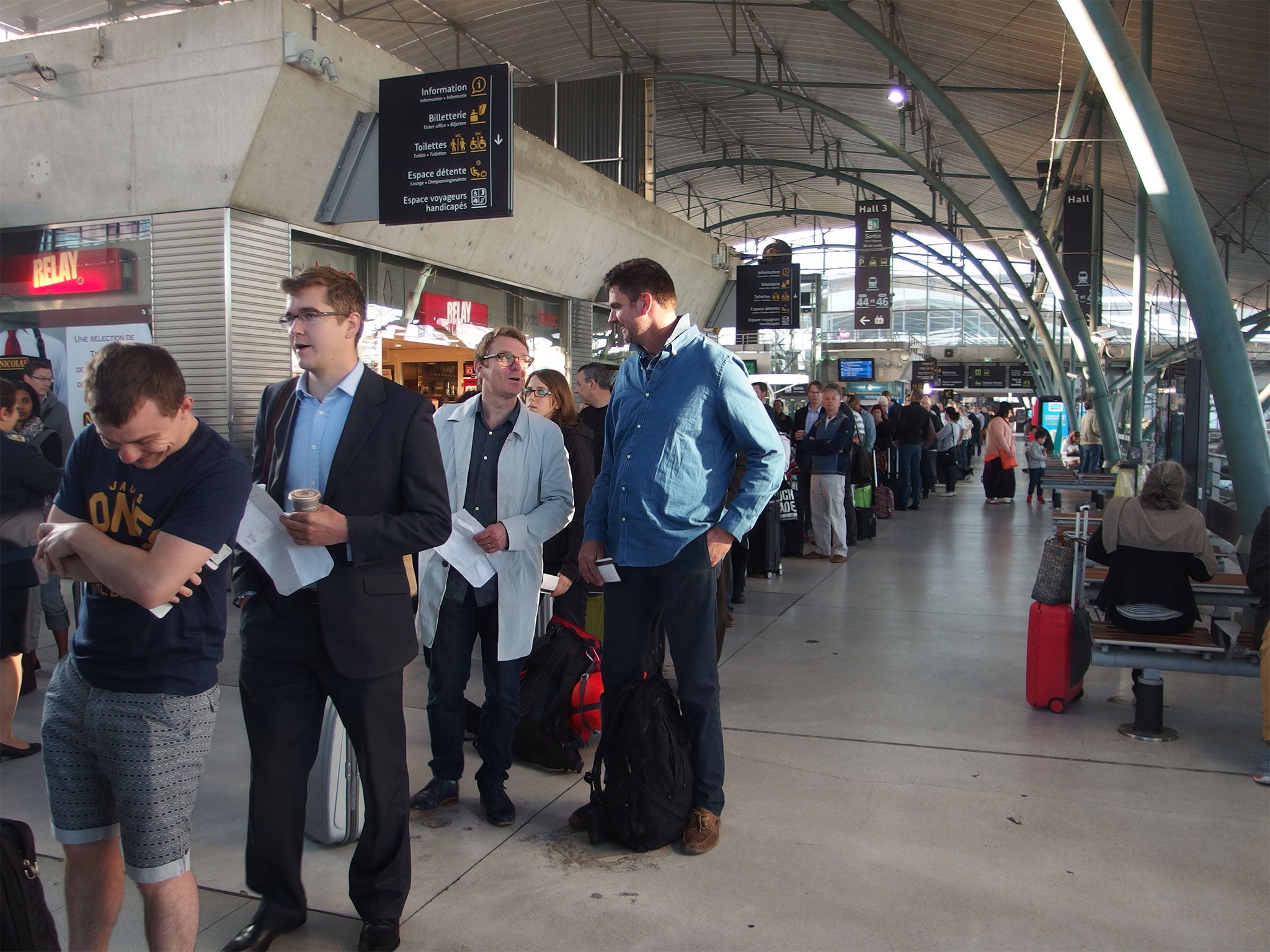 Disrupted Eurostar passengers in Lille, France