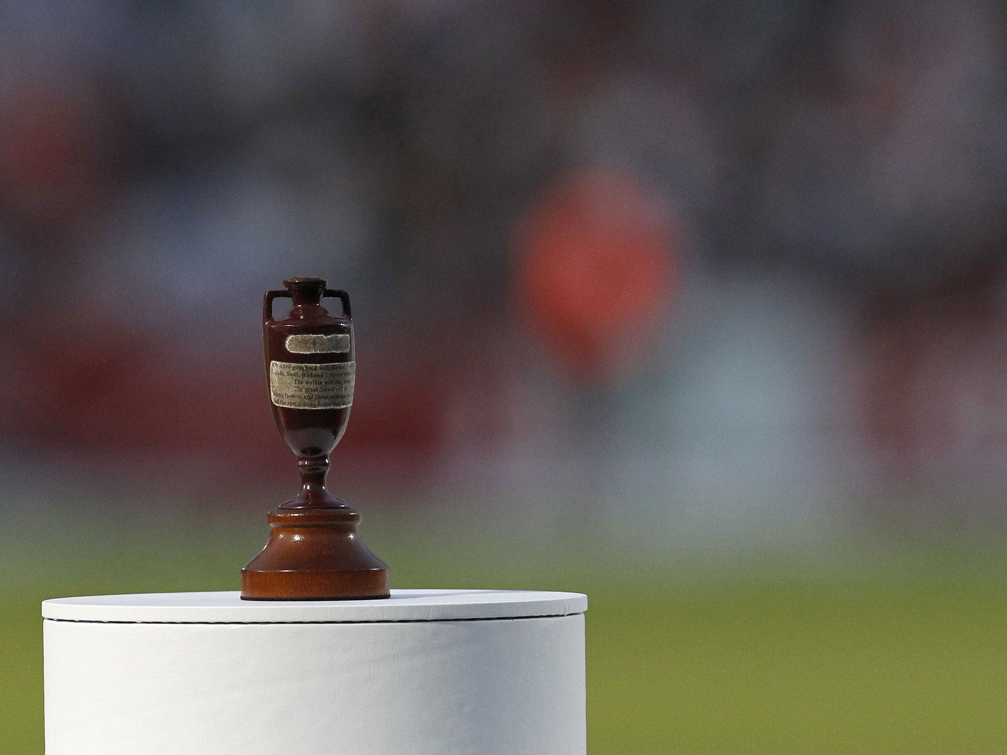 A replica of the original Ashes trophy