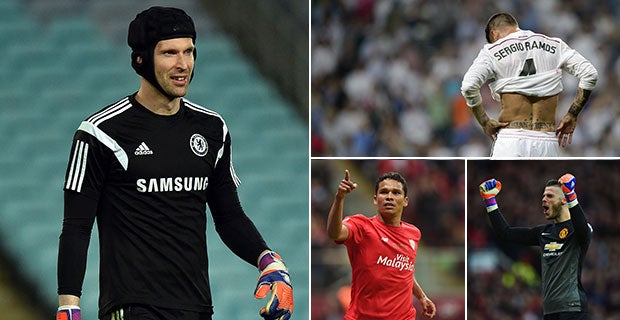 Petr Cech, Sergio Ramos, Carlos Bacca and David De Gea