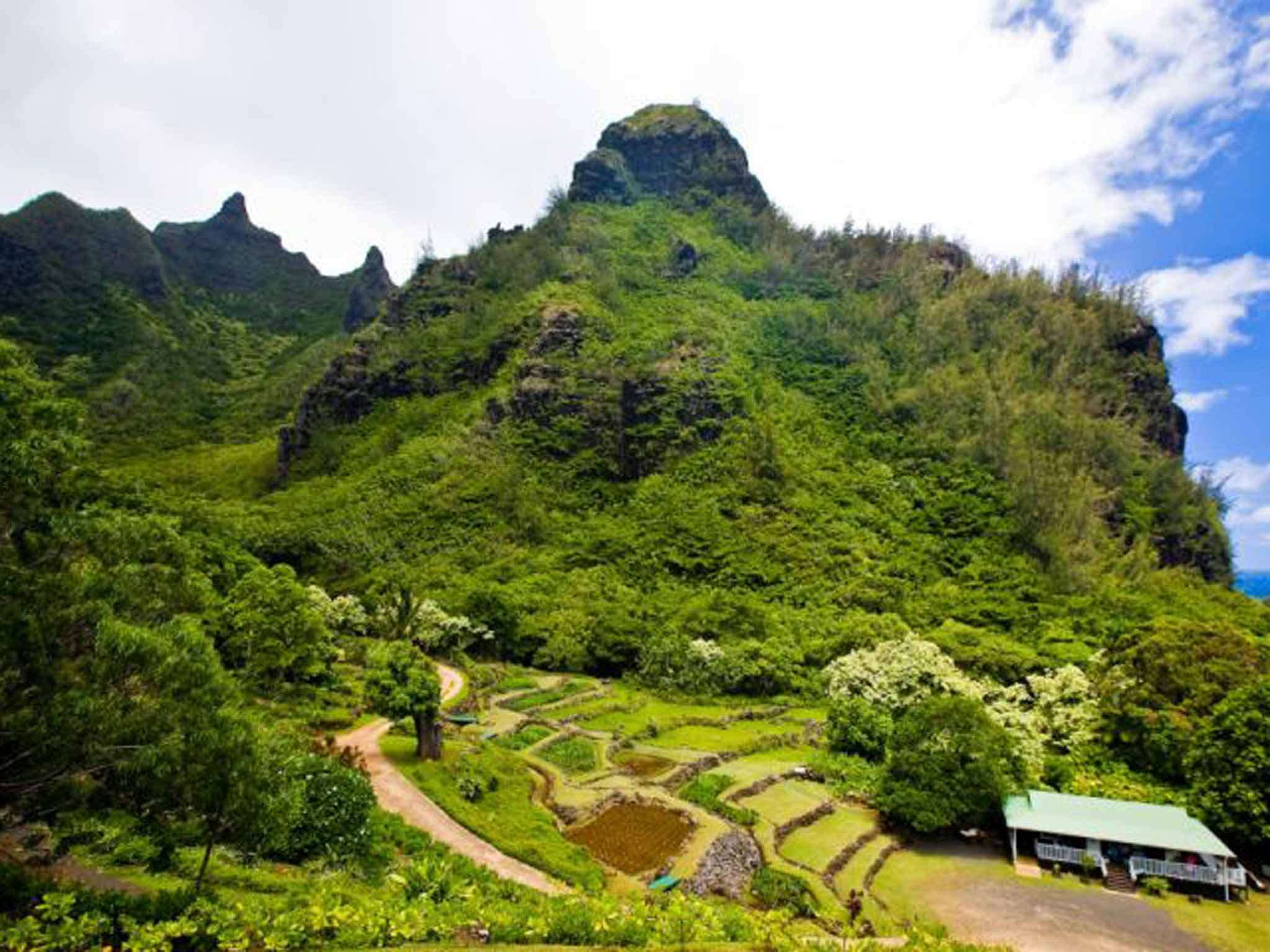 The huge green cliffs and valleys of the Na Pali coast