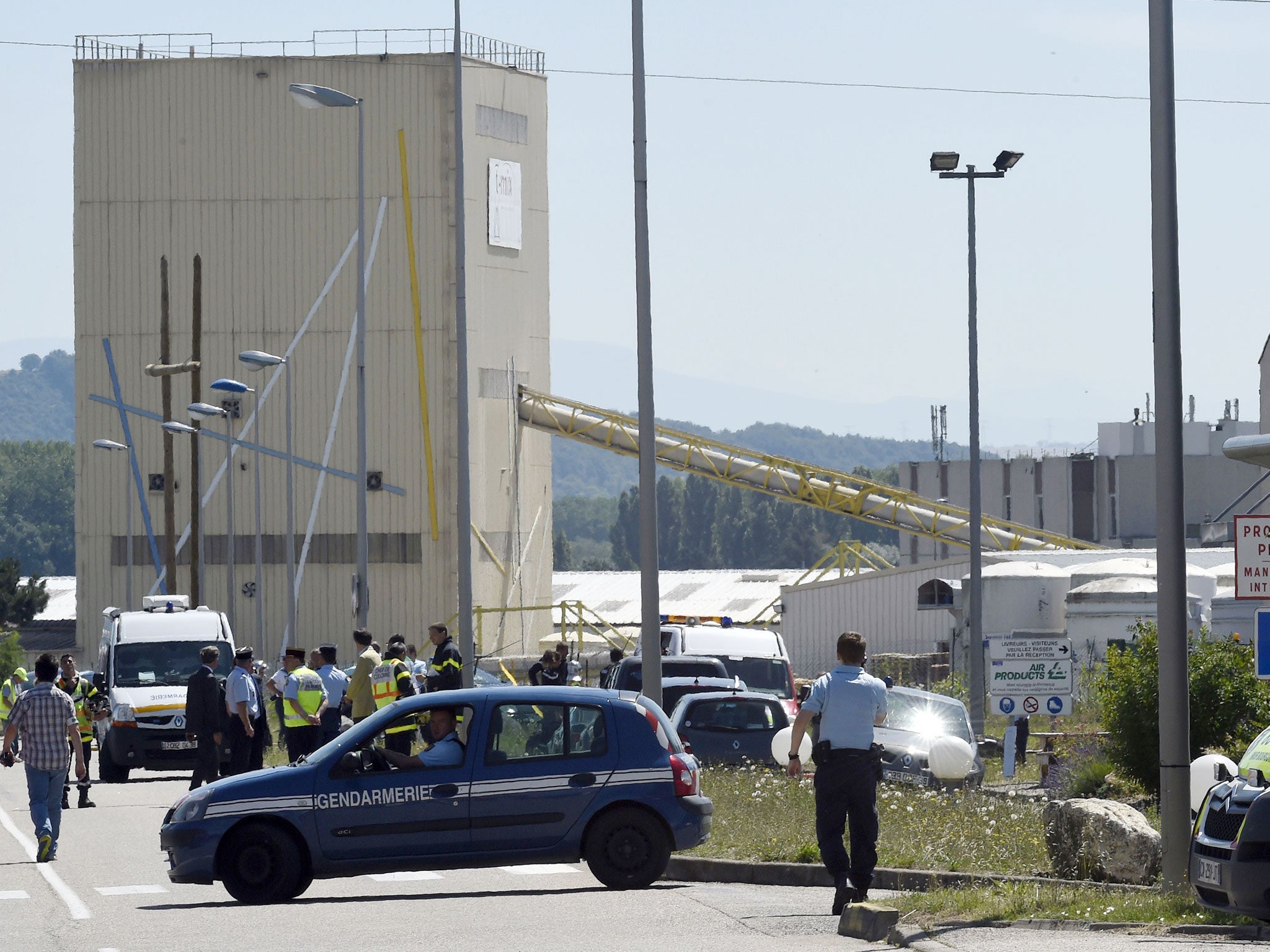 French security and emergency services gather at the scene