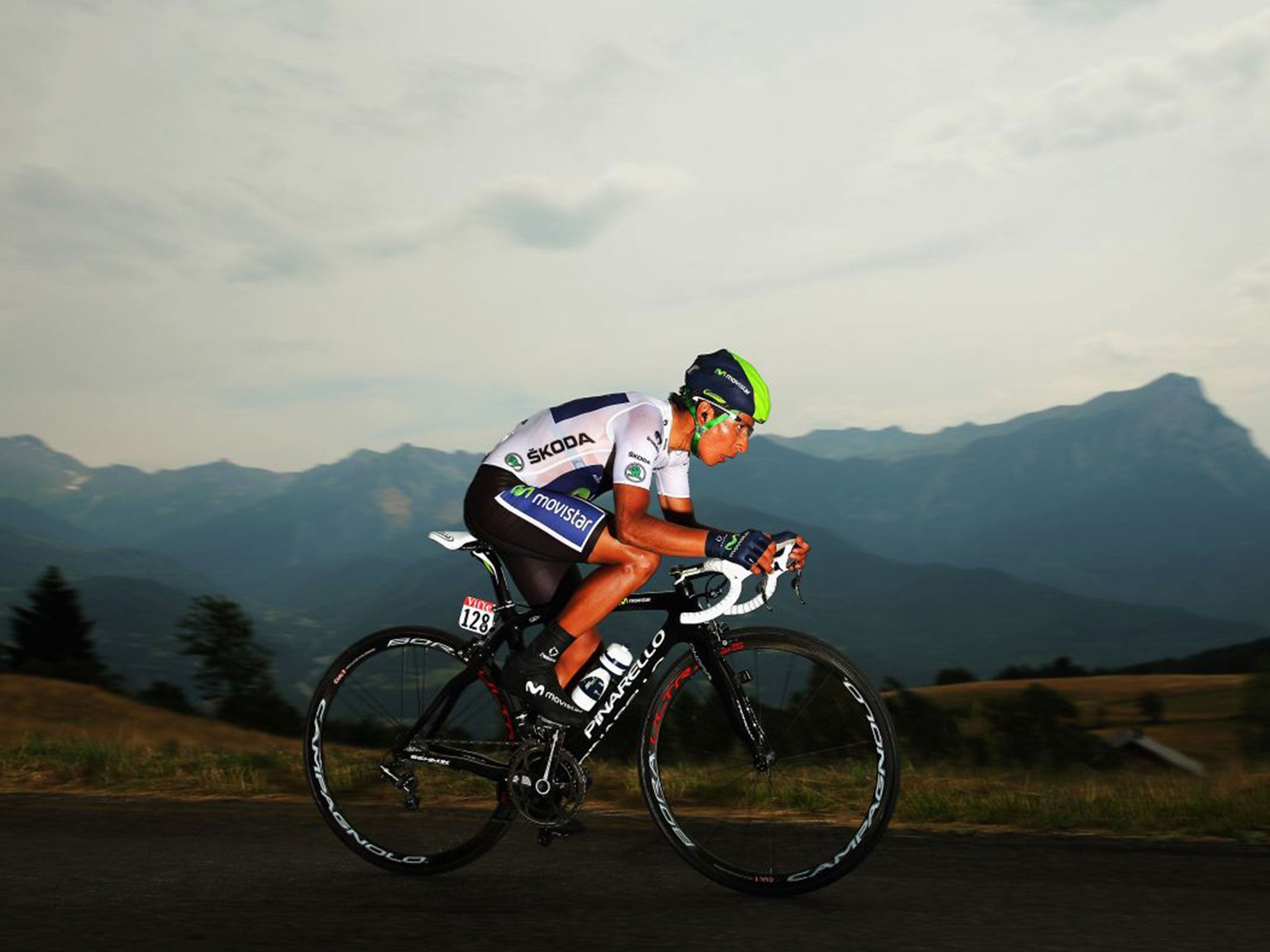 Nairo Quintana of Colombia and the Movistar Team in action during stage seventeen of the 2013 Tour de France,