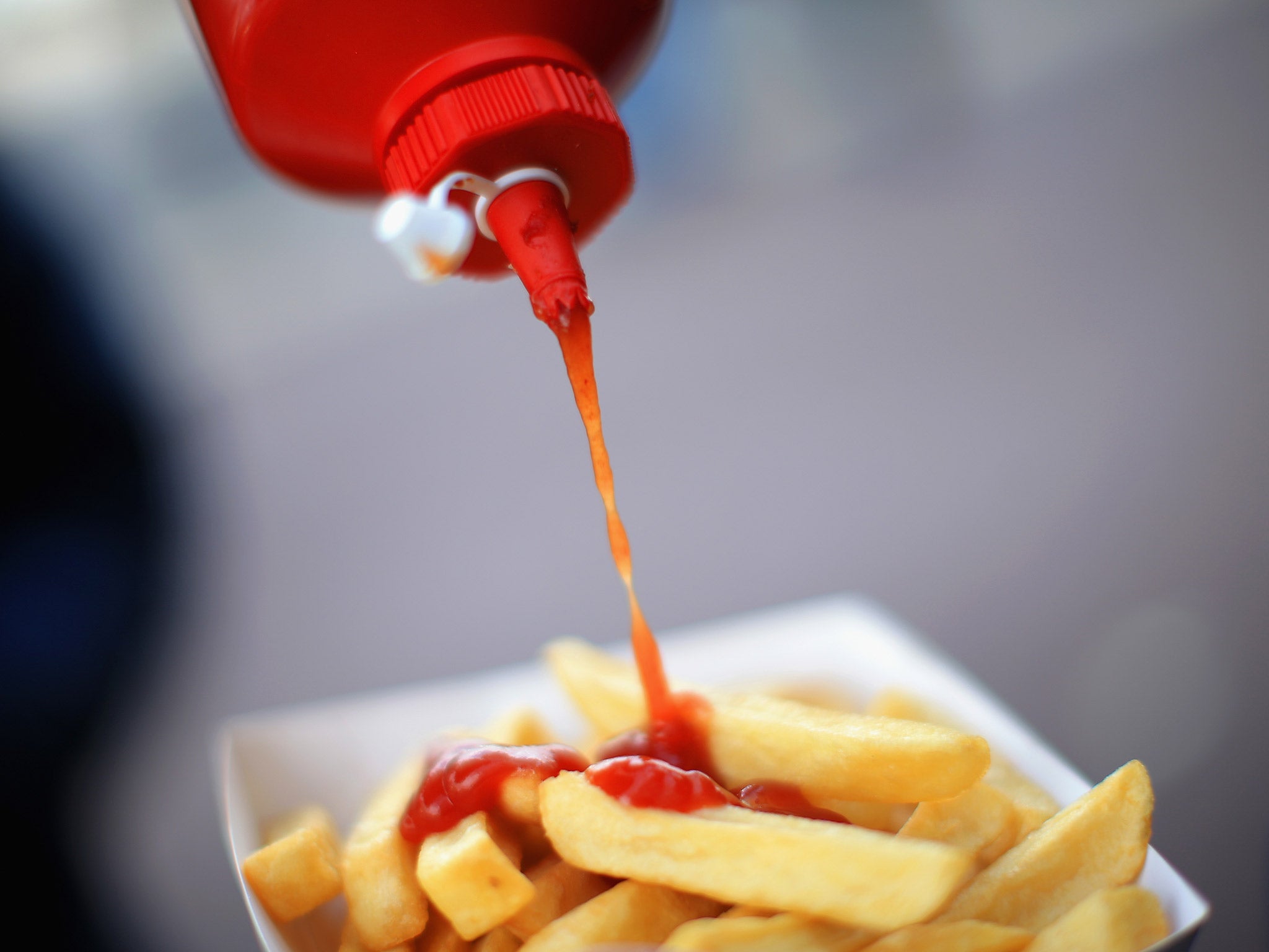 The woman and her partner created a presumably grisly scene using tomato ketchup as blood