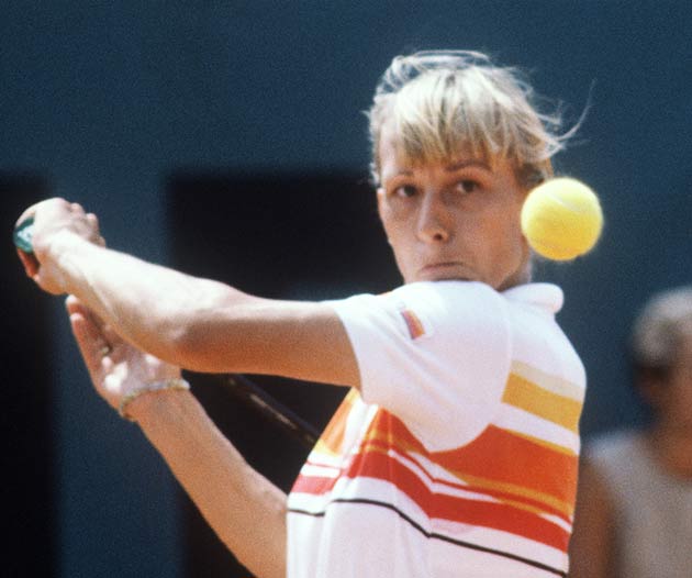 The 1984 Wimbledon women’s final – between Martina Navratilova, pictured, and Chris Evert – was the fist to have a female umpire in the chair (Getty)