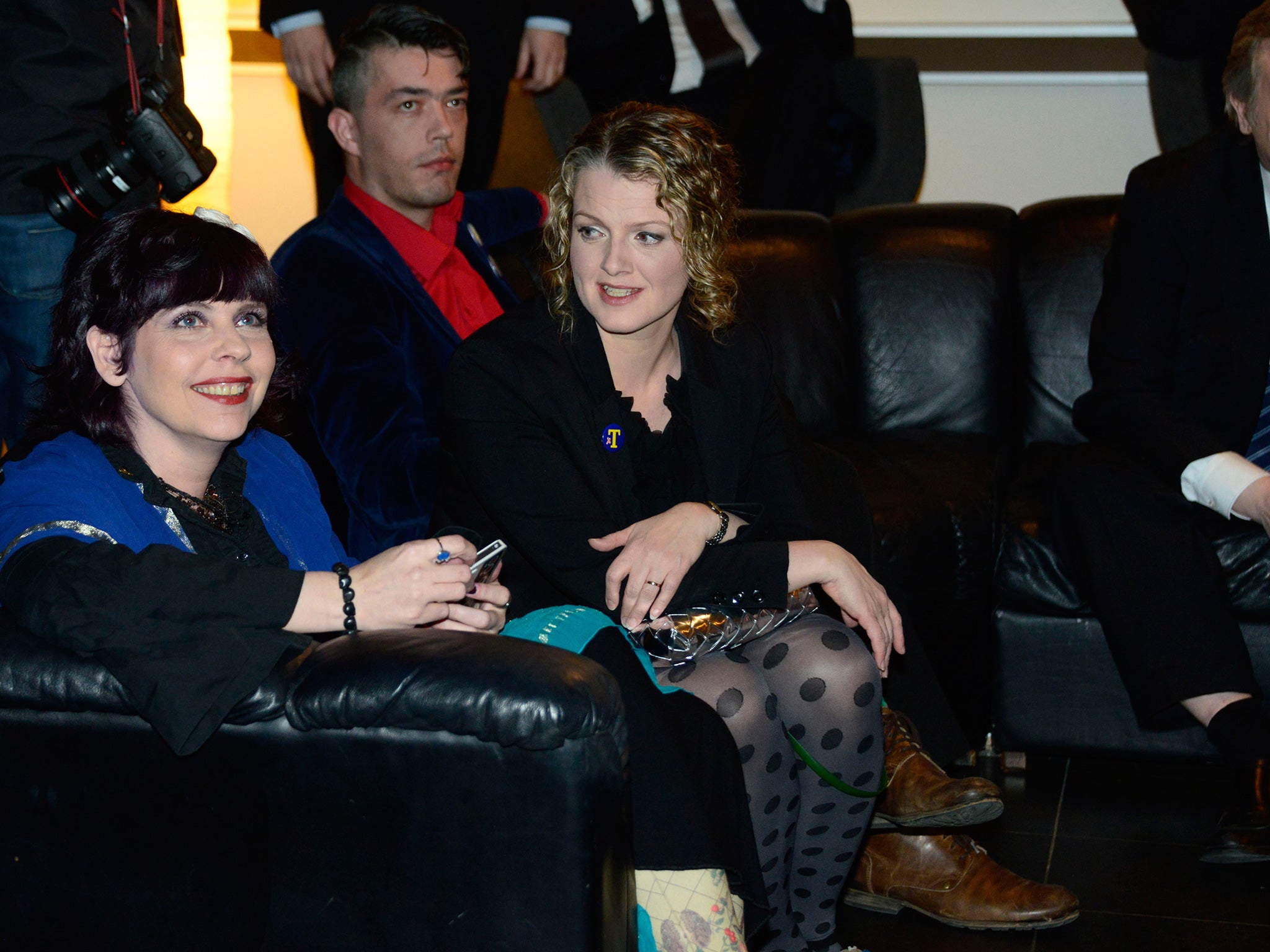 Birgitta Jonsdottir (left), leader of the Pirate Party (AFP)