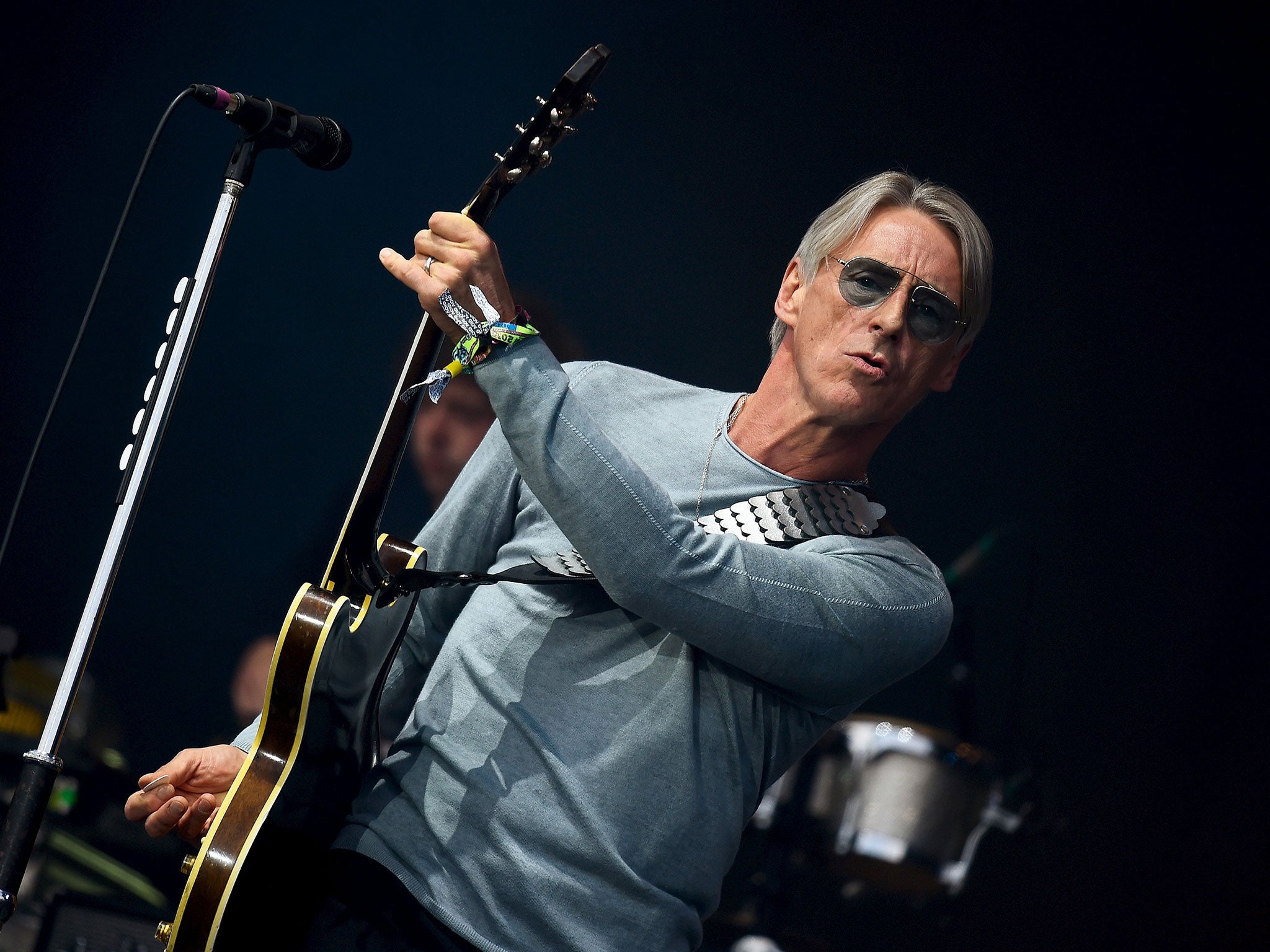 Paul Weller performs on the Pyramid Stage at the Glastonbury Festival