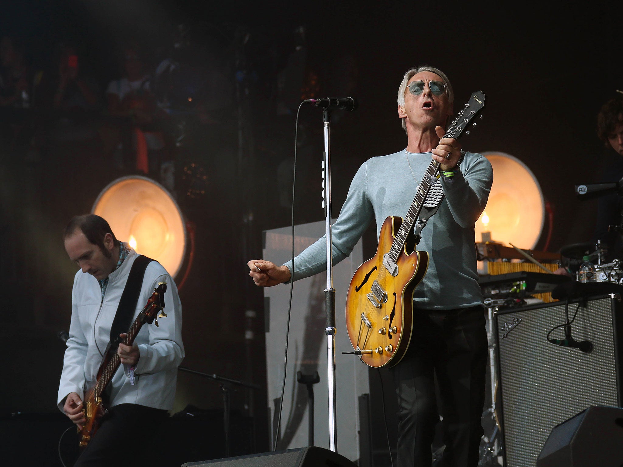 Paul Weller performs on the Pyramid stage at the Glastonbury music festival