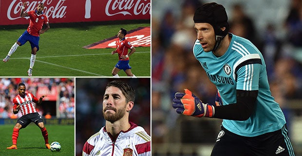 Arturo Vidal. Petr Cech, Nathaniel Clyne and Sergio Ramos