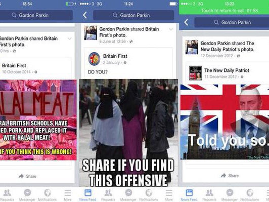 Screen grabs of the Facebook posts, which Mr Parkin has since deleted