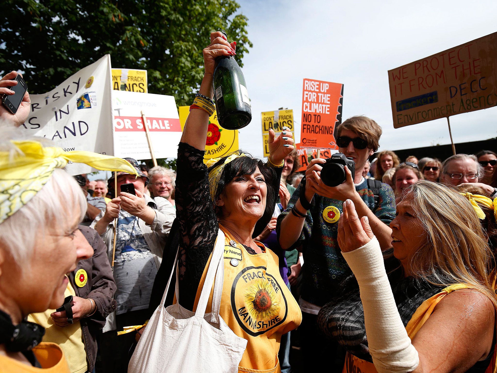 Protesters celebrate victory in Lancashire