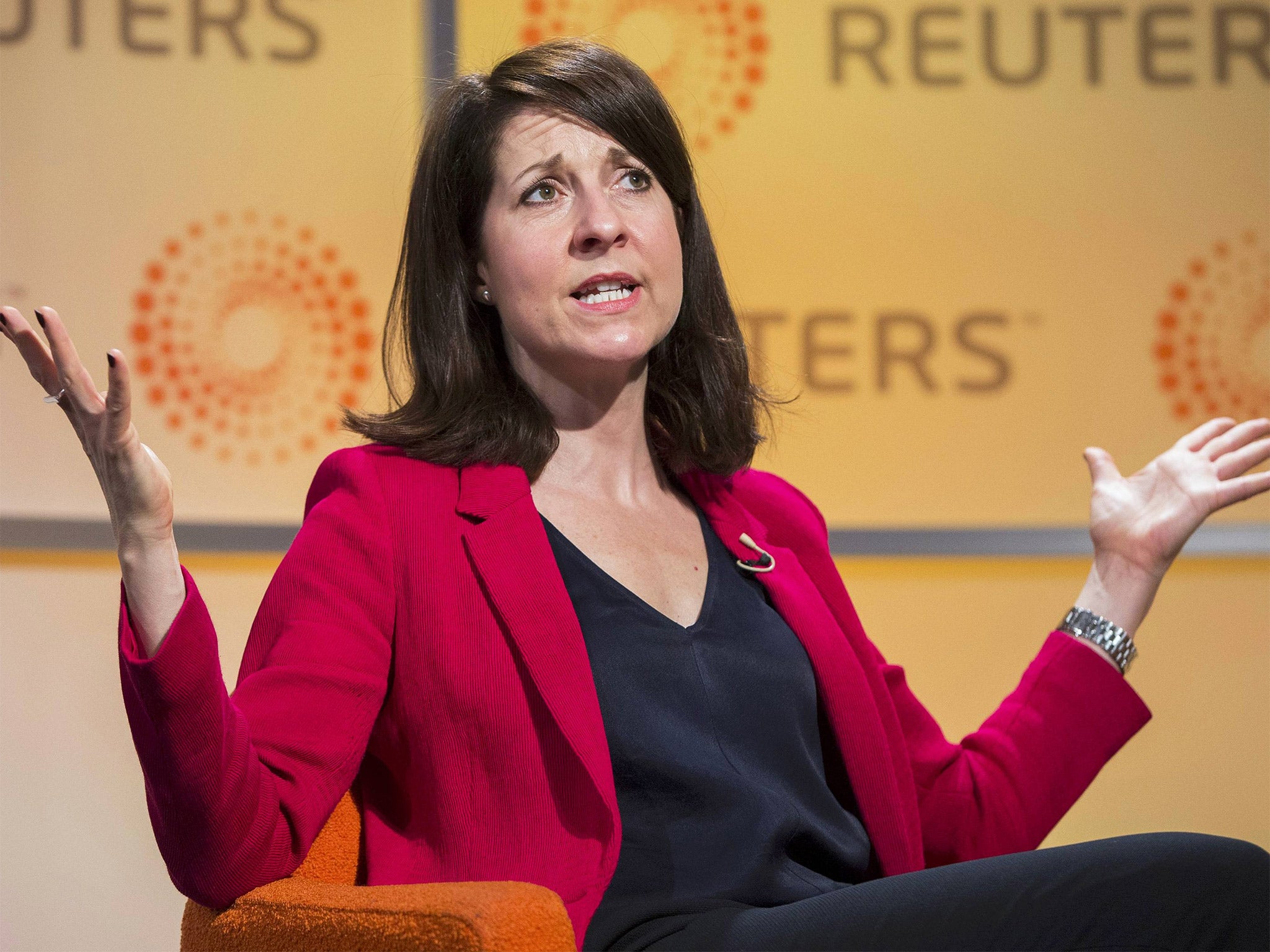 Labour leadership candidate Liz Kendall speaks in Canary Wharf, London