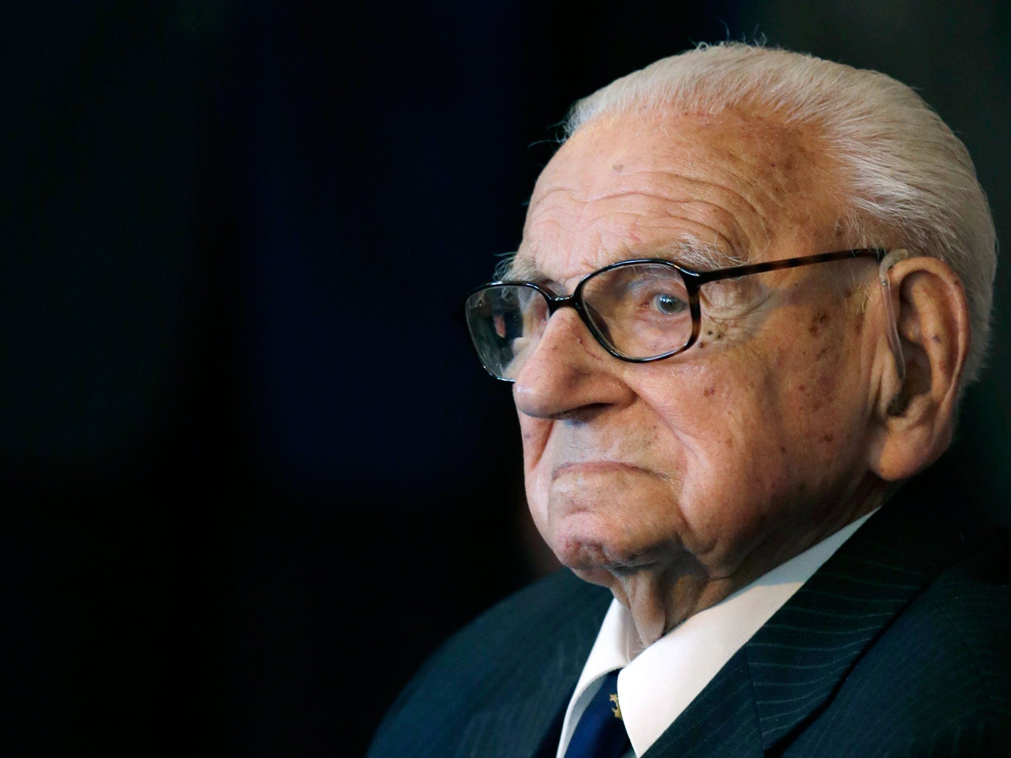 Sir Nicholas Winton waiting to be decorated with the highest Czech Republic's decoration, The Order of the White Lion at Prague Castle