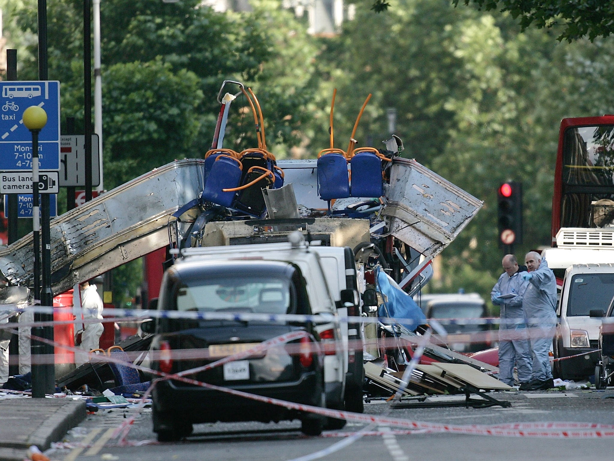 The scene on 7 July 2005 - the day terrorist attacks in London killed 52 people (Getty)