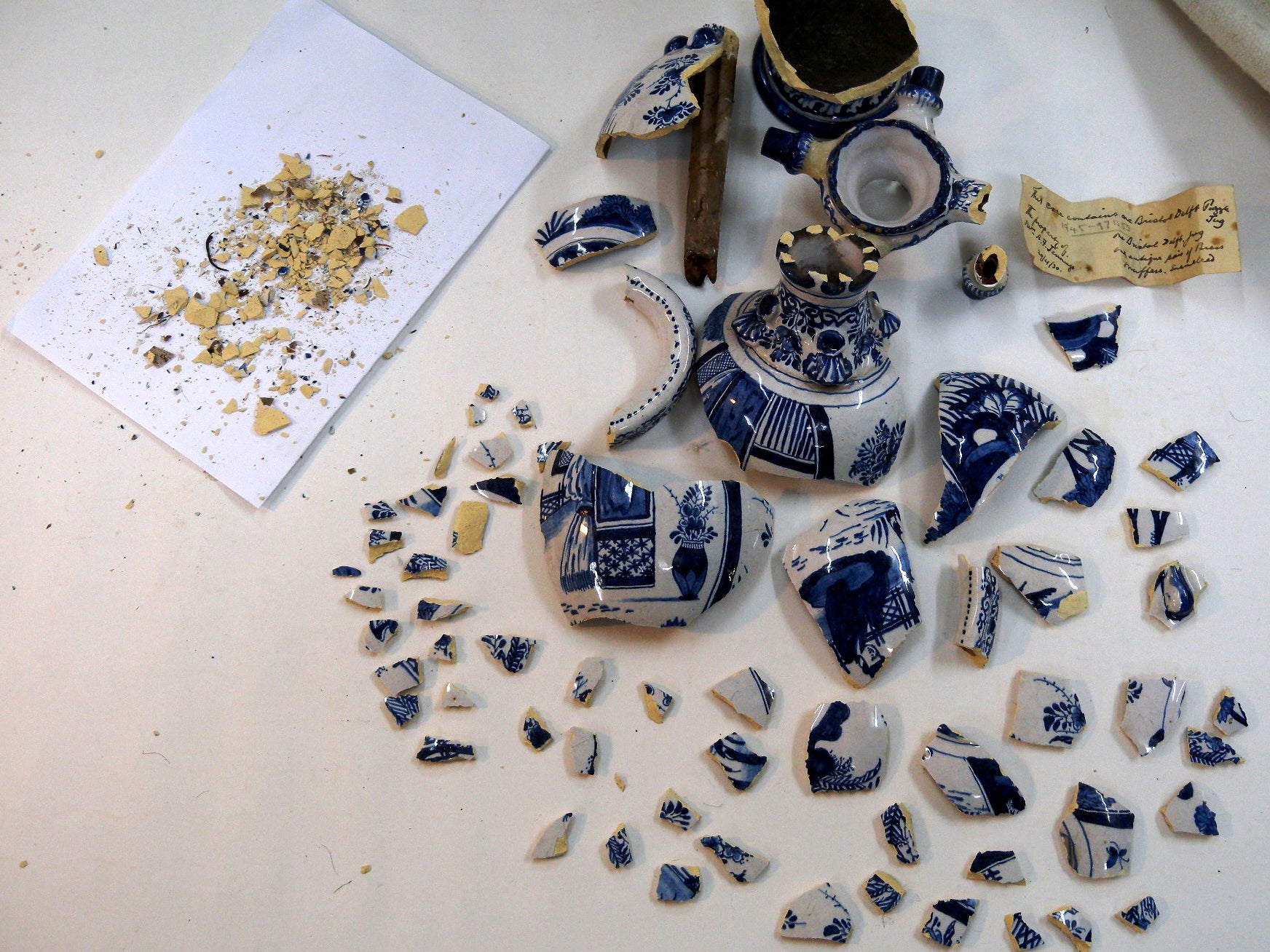 The jug was smashed in 65 pieces but each bit was photographed and catalogued