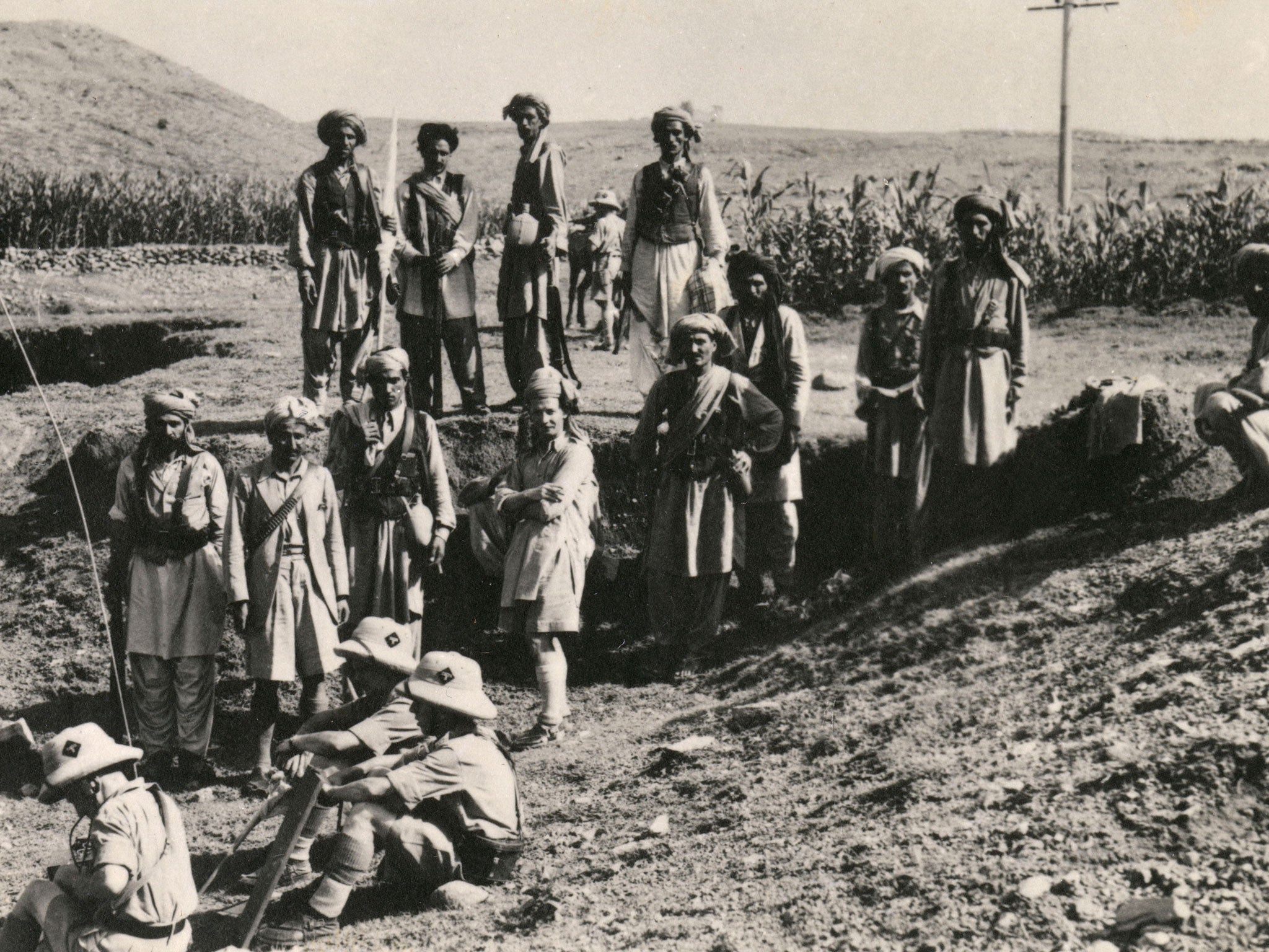 Conflict of interests? British Soldiers with Khassadars of North Waziristan, at Chitral (then Northern India, now Pakistan), circa 1940