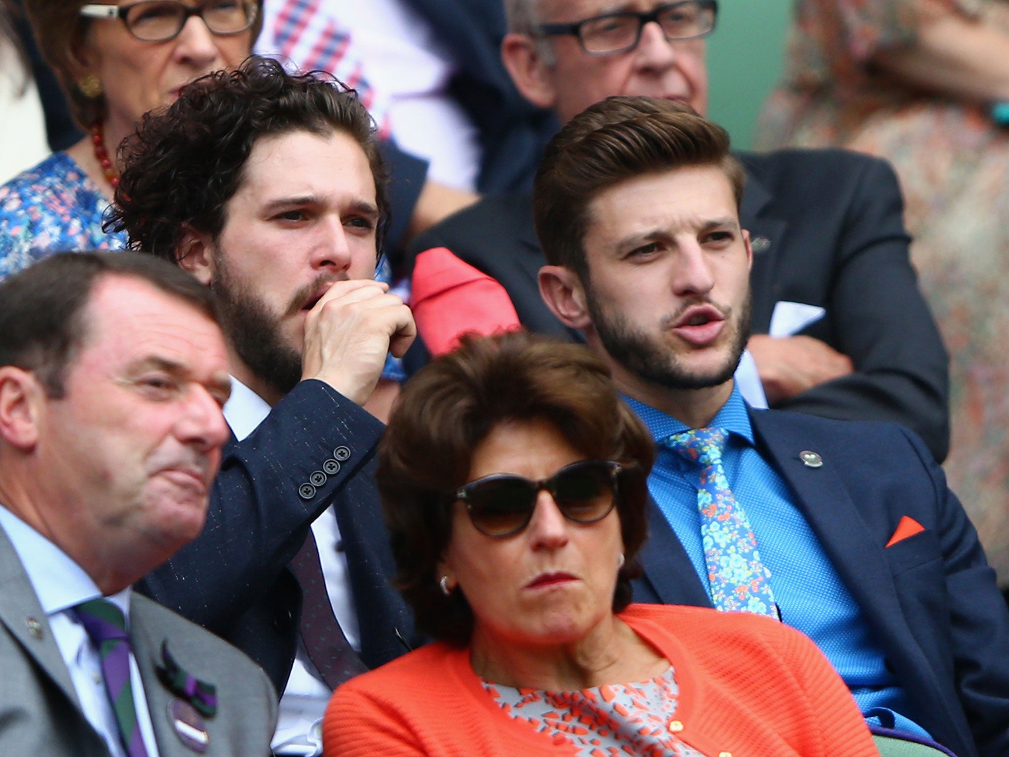 Adam Lallana at Wimbledon with Game of Thrones star Kit Harington