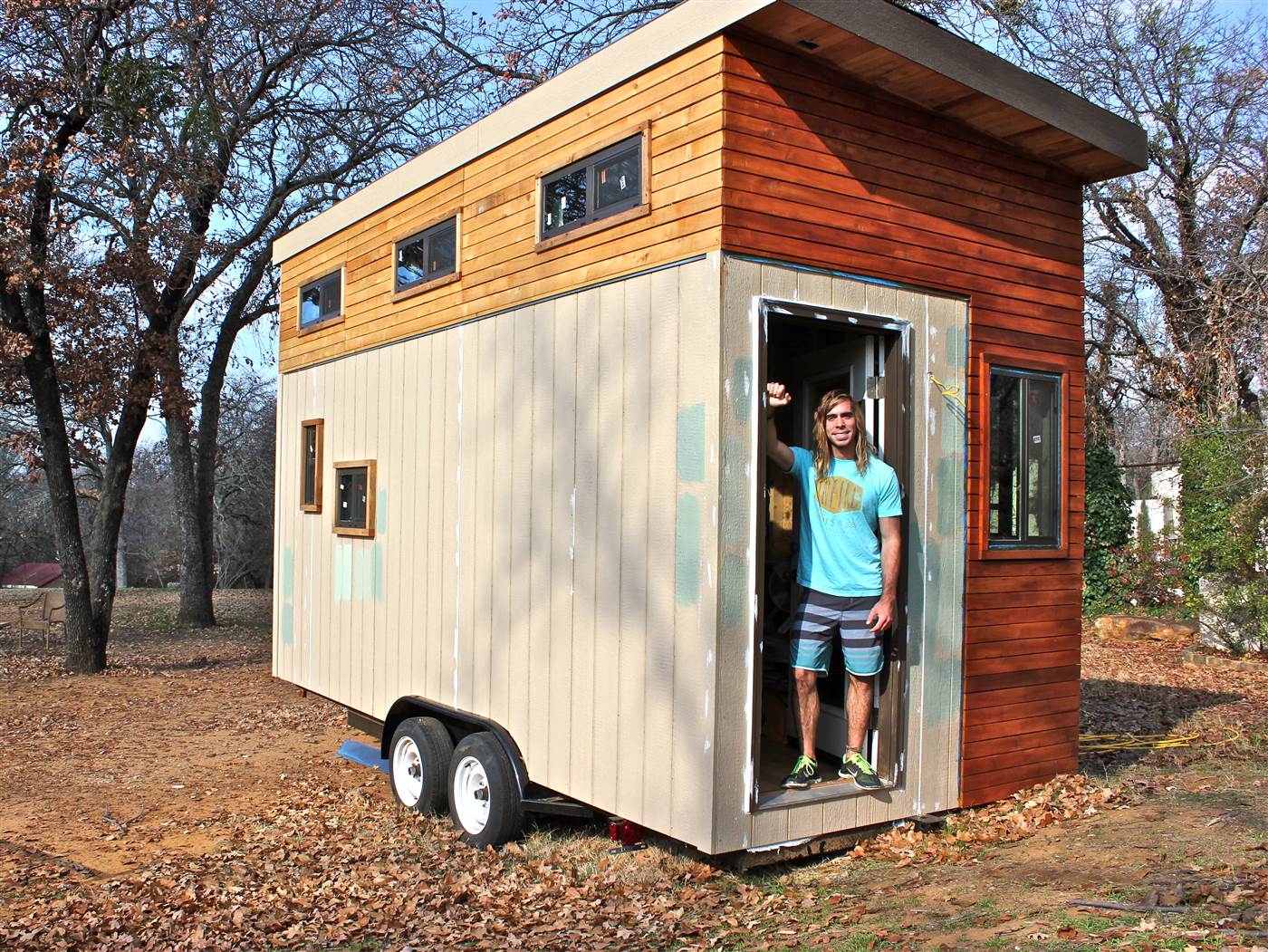 Joel Weber, pictured, is the proud owner of his own small home he built himself