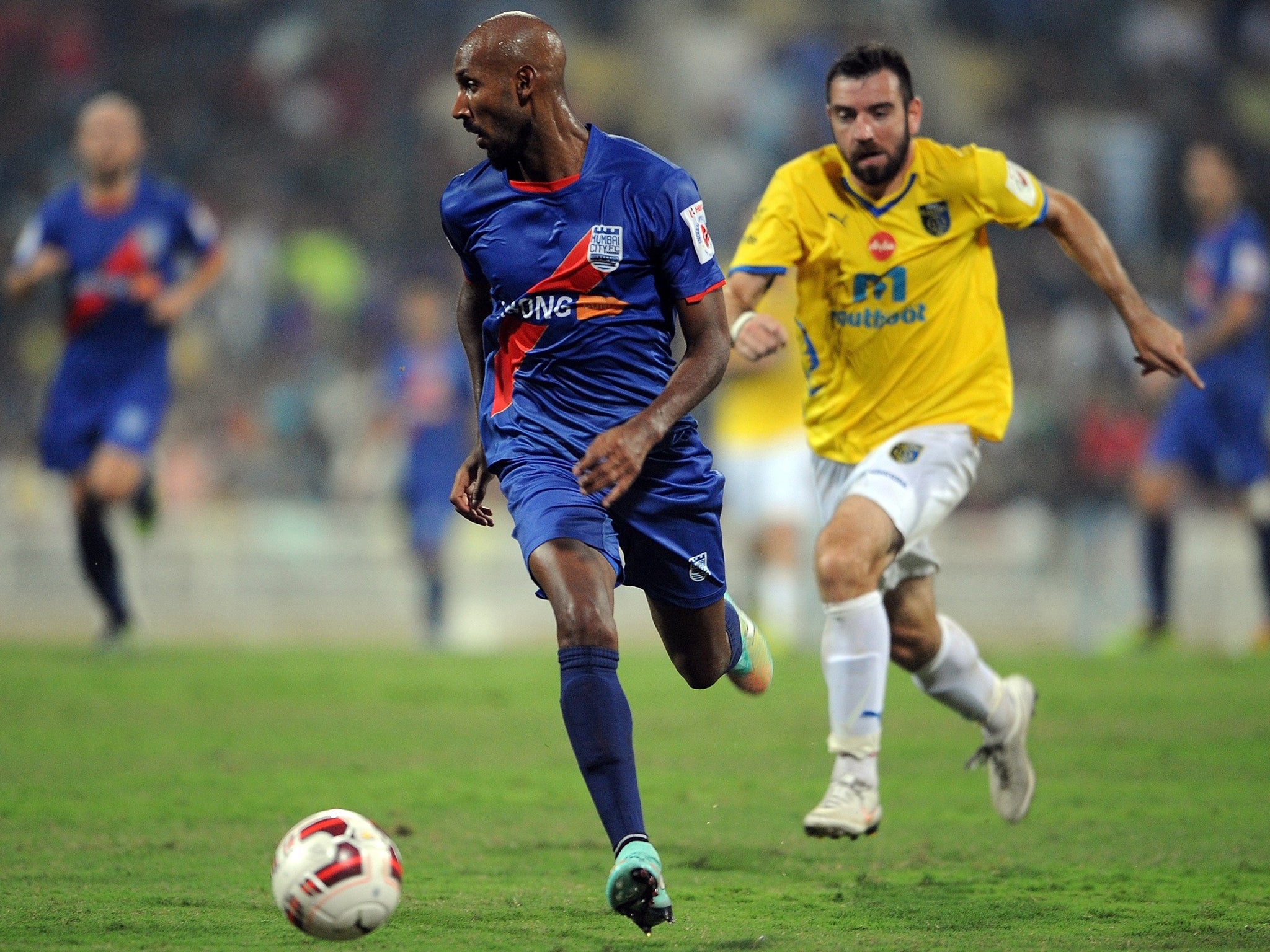 Anelka in action for Mumbai City last season