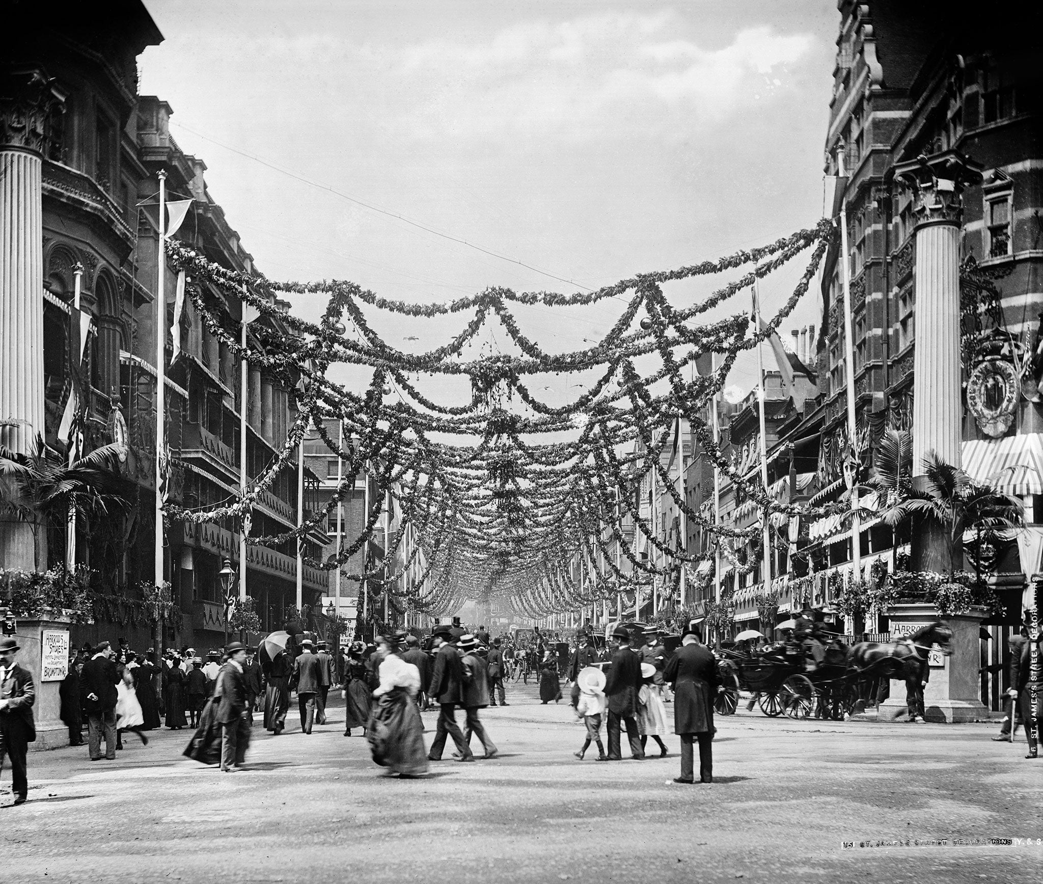 Diamond Jubilee decorations, St James’s Street, London 1897