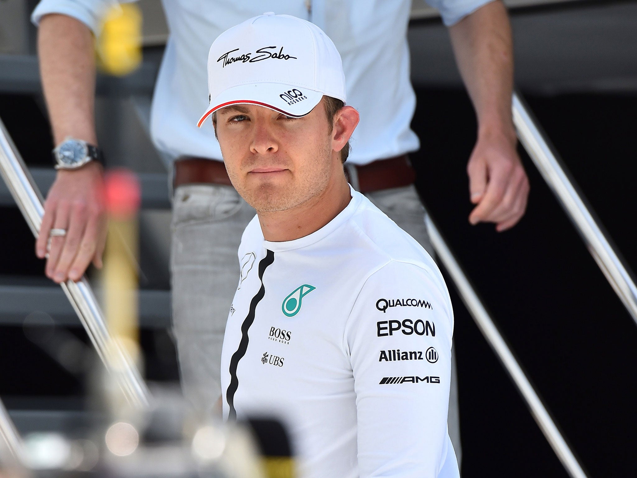 Nico Rosberg leaves the pits at Silverstone