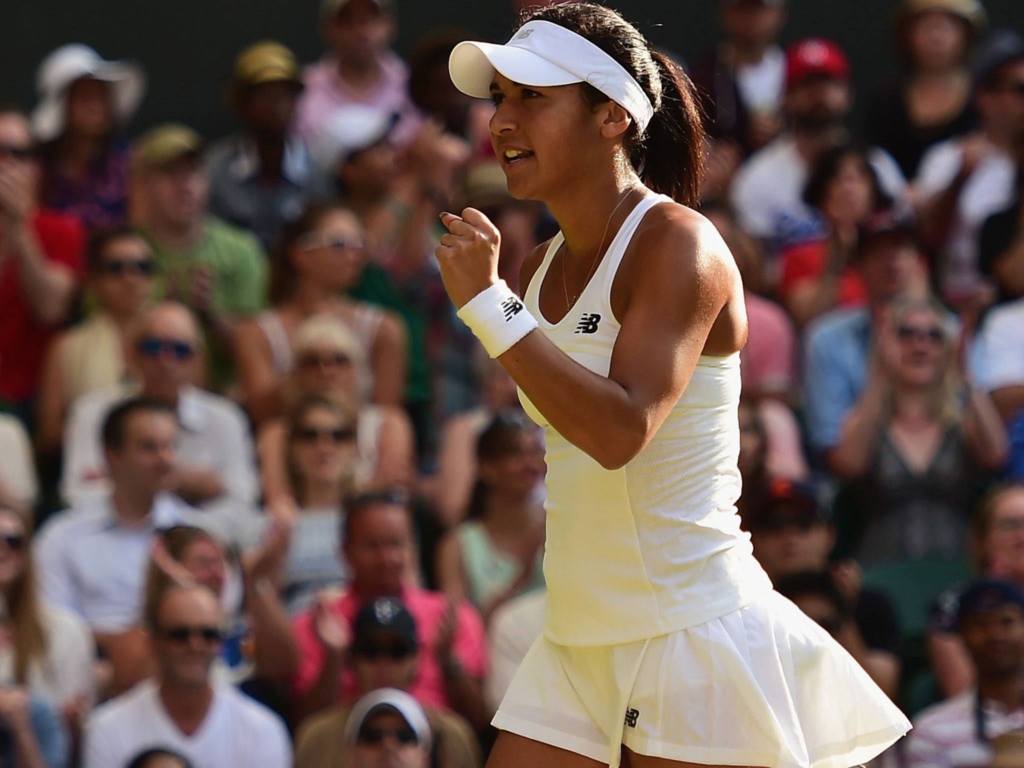 Heather Watson wins a point in the third set