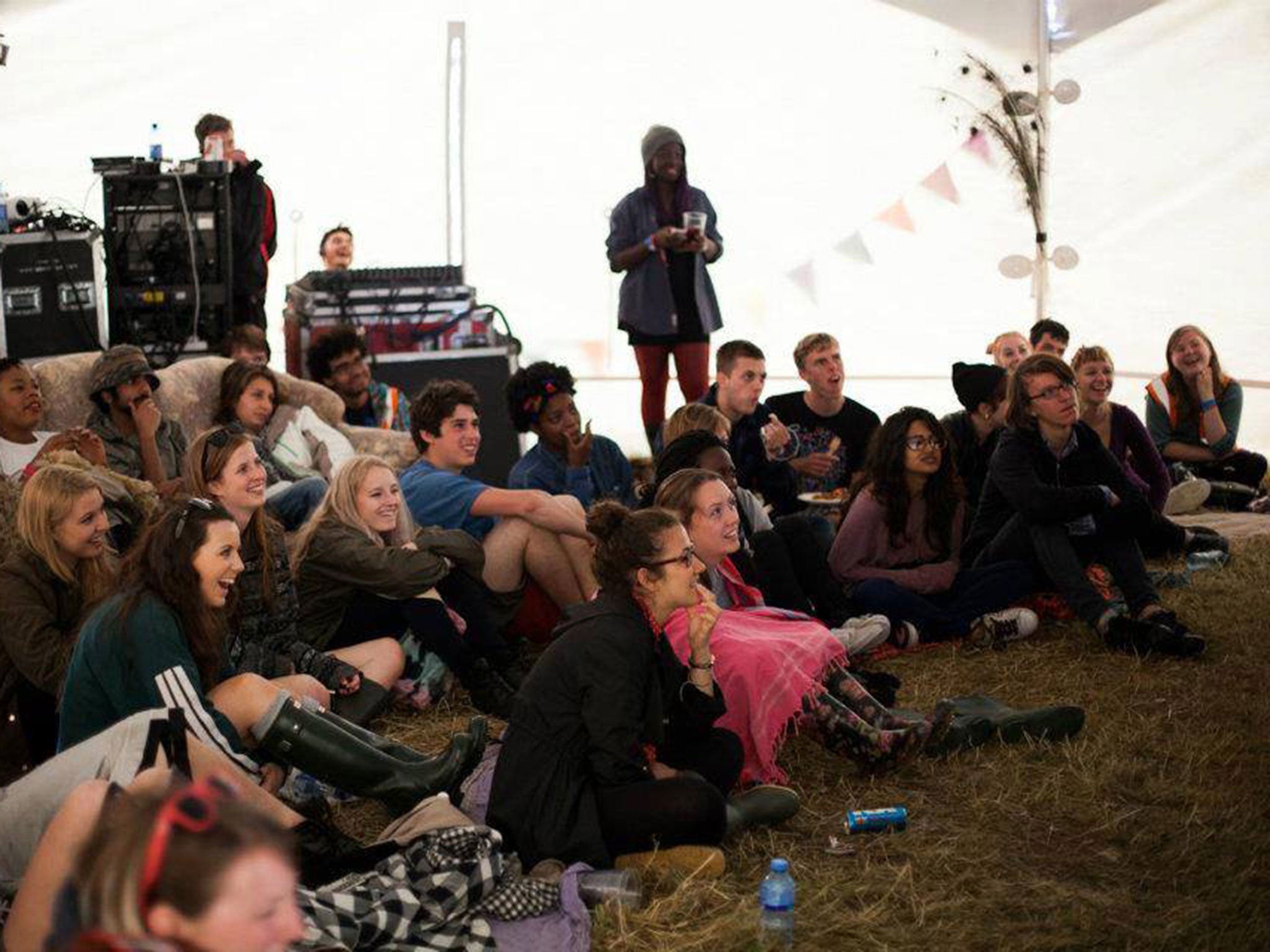 Festivalgoers watch an act at Brainchild