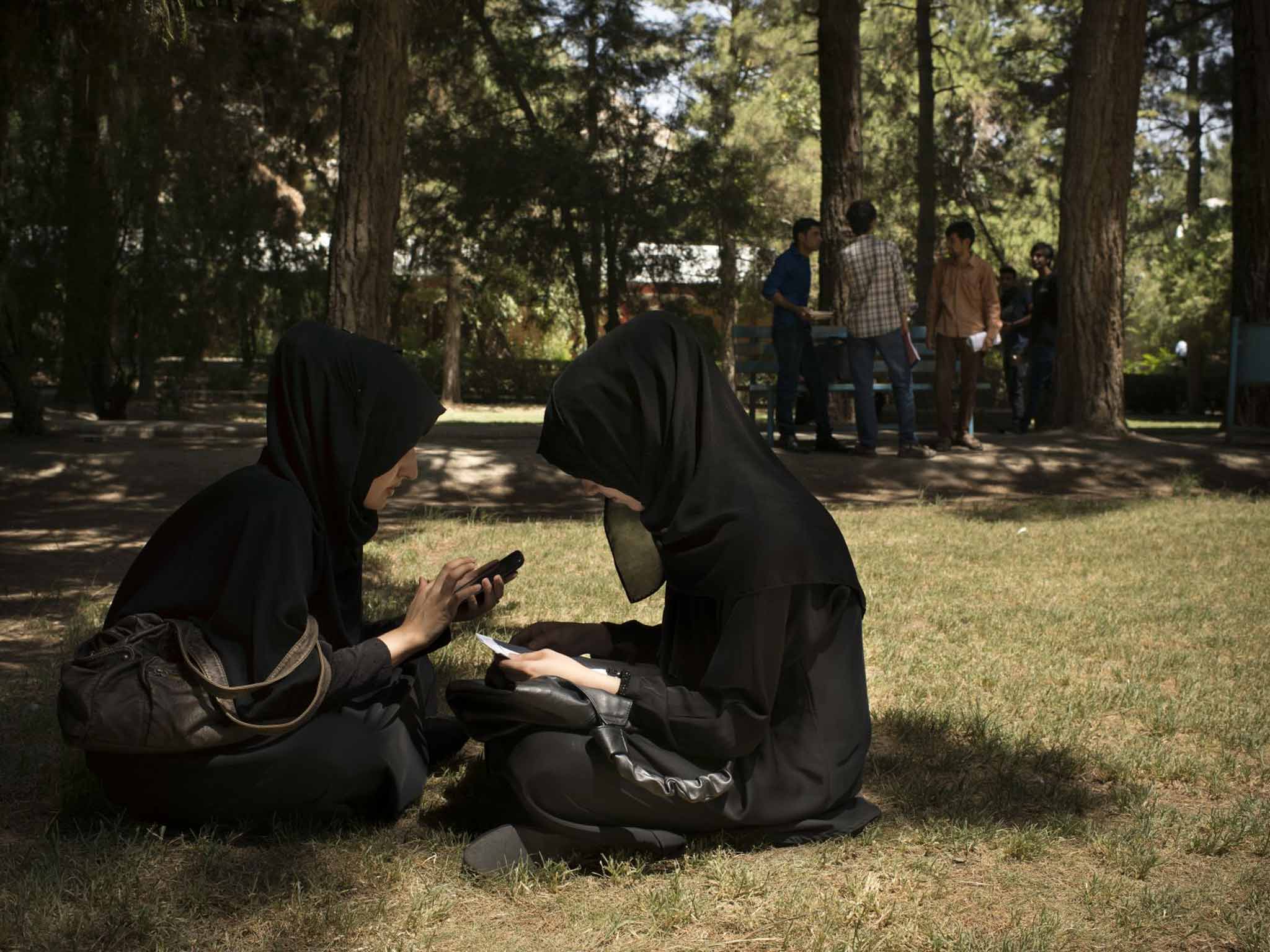 A break between exams on the campus of Kabul University