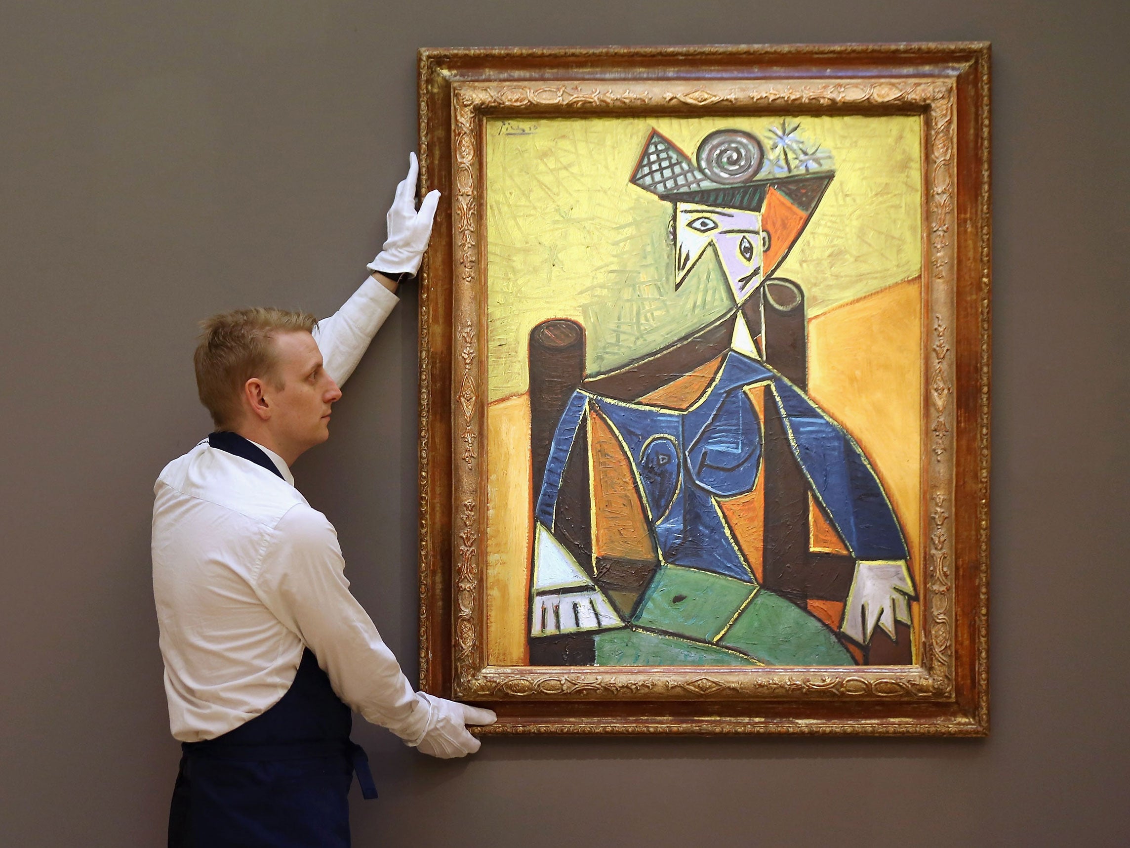 A (genuine) Picasso at Christie's auction house in London, shortly before it sold for more than $18 million