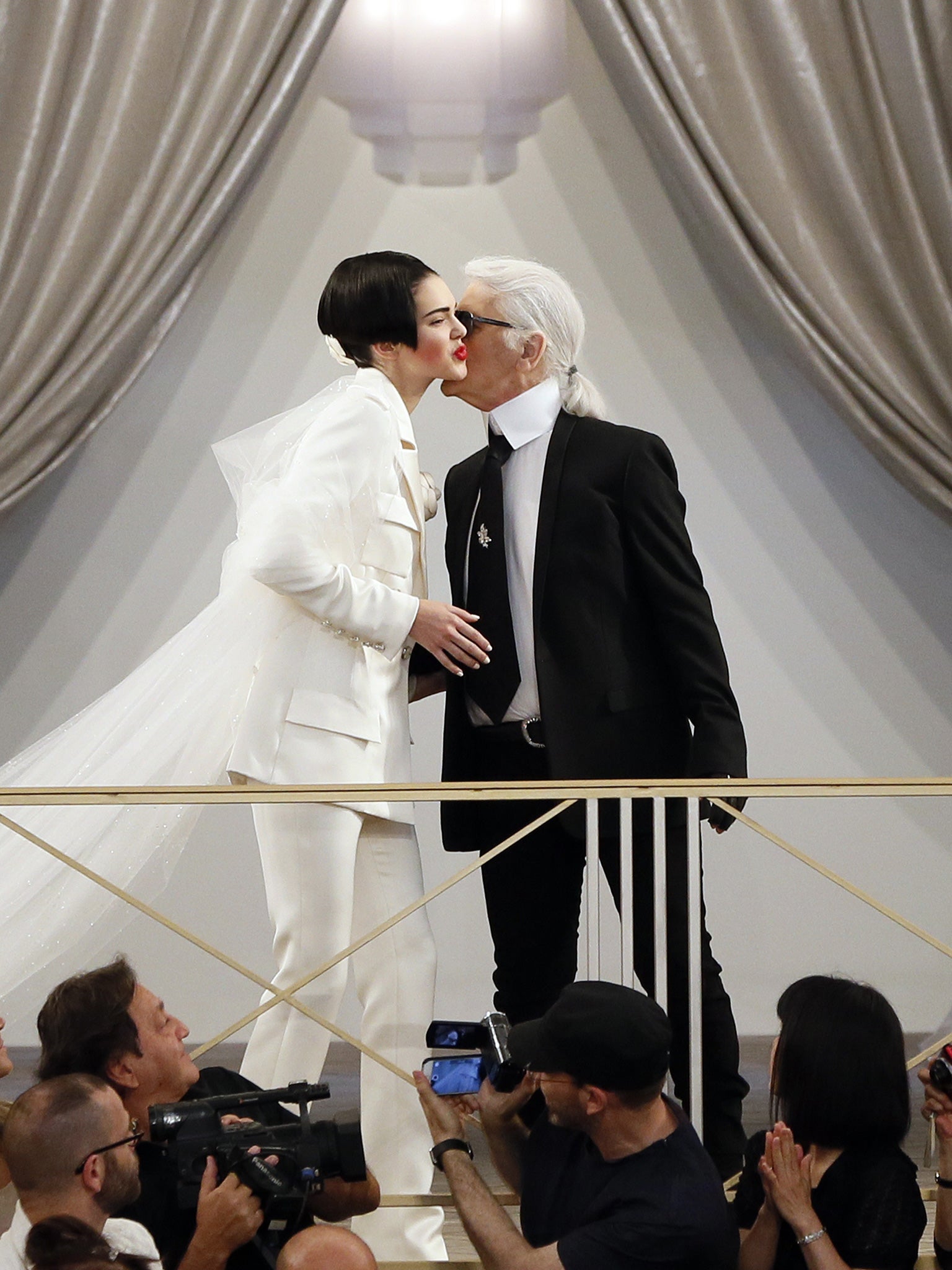 Kendall Jenner and Karl Lagerfeld at the Chanel show