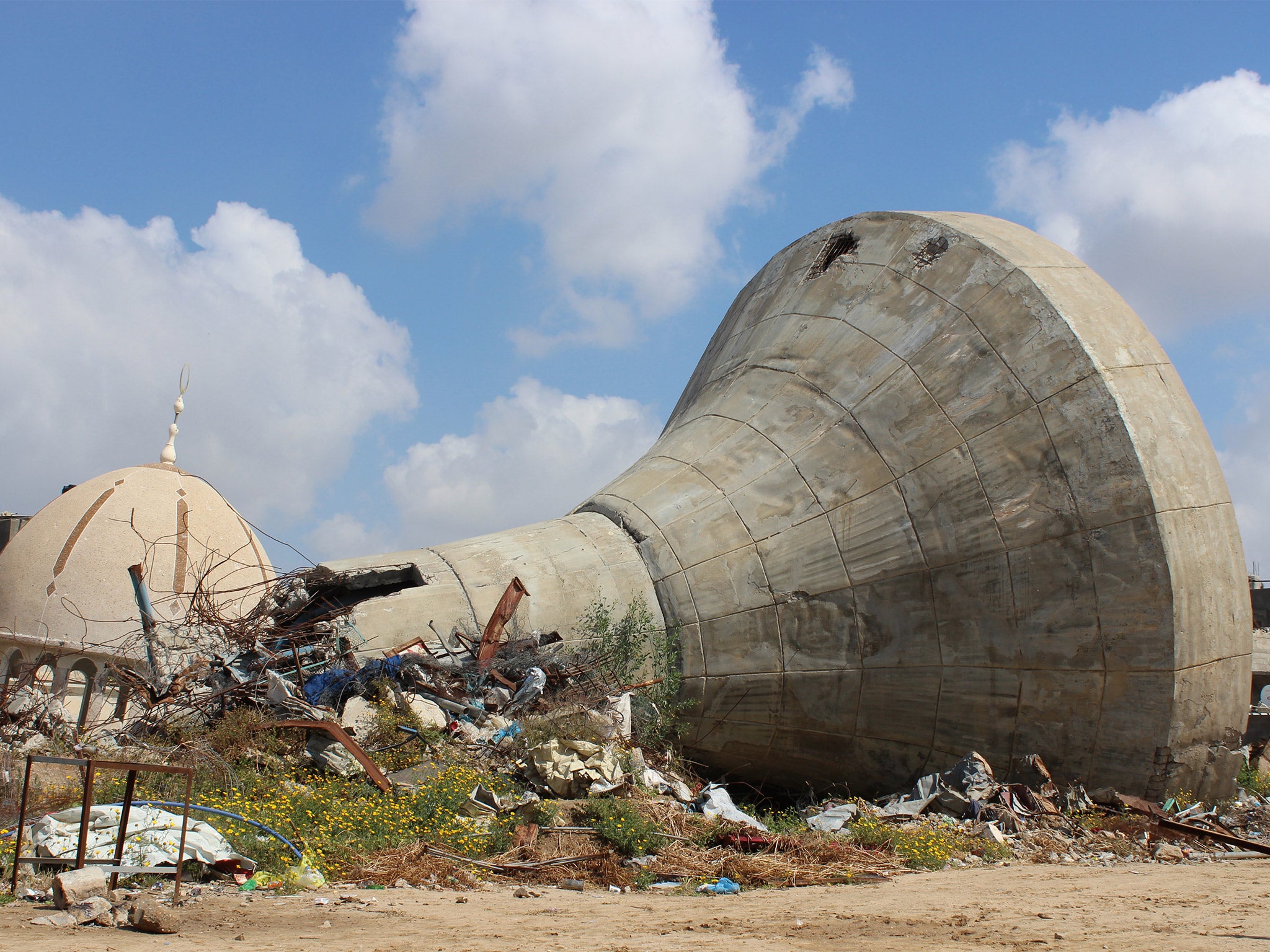 A broken water tower: much infrastructure was damaged during the war