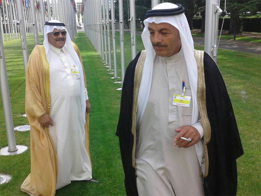 Senior tribal leaders Alsheikh Irhiman Kawan Ajbara, left, and Sheikh Akram Al-Sayad