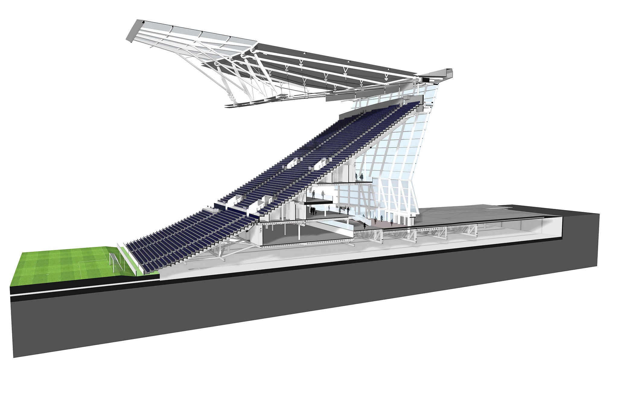 A 3D view of the south stand section of Tottenham's new stadium