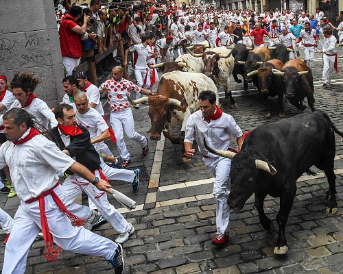 The 2015 Running of the Bulls in Pamplona, Spain