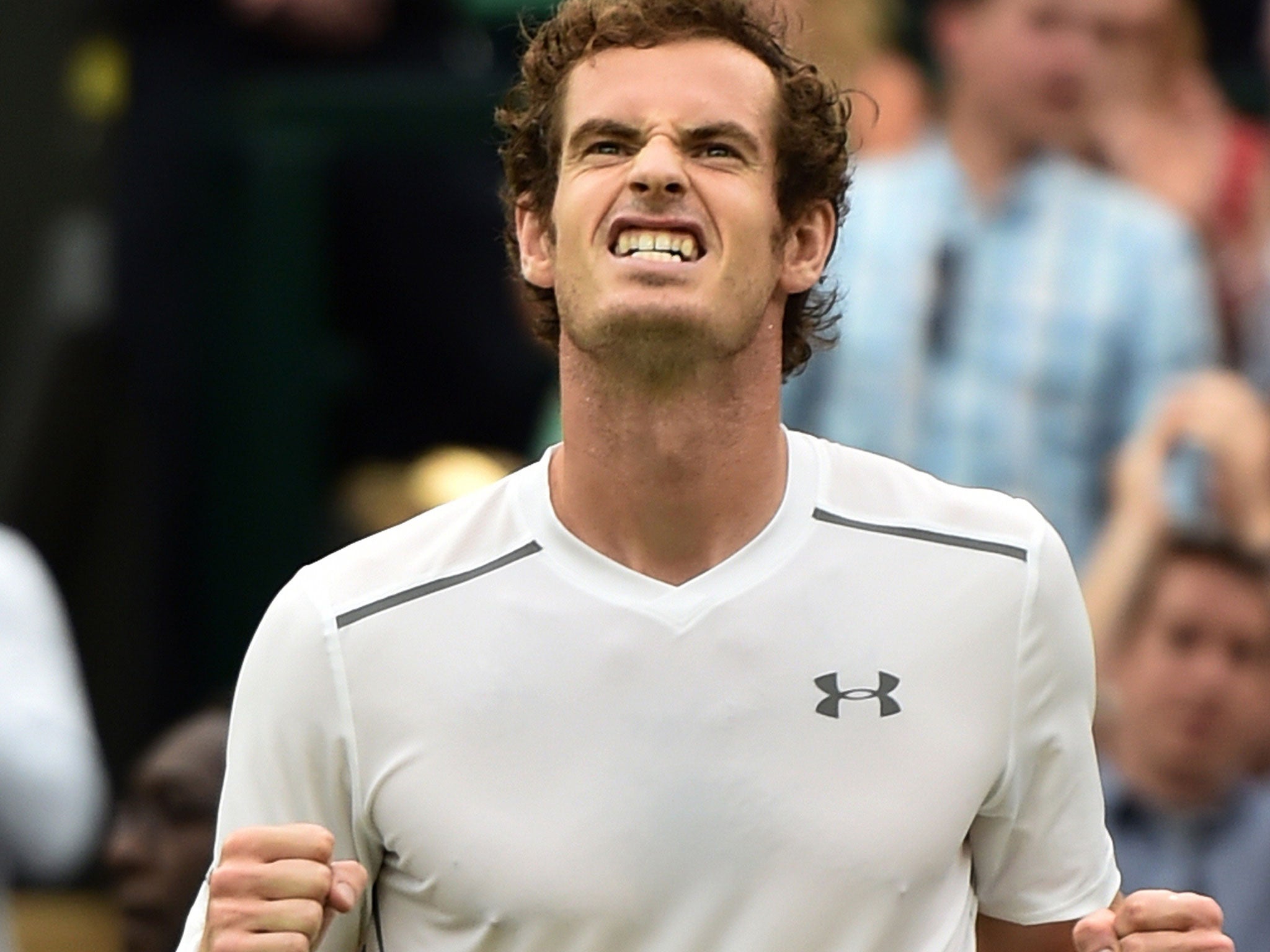 Andy Murray celebrates his win over Vasek Pospisil