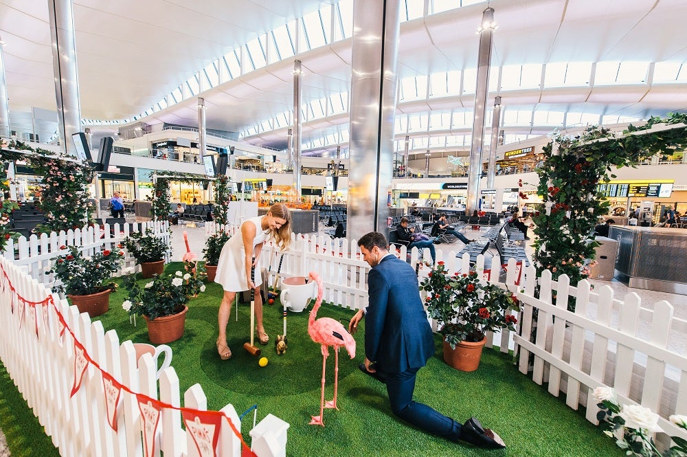 Heathrow's croquet pop-up in Terminal 2