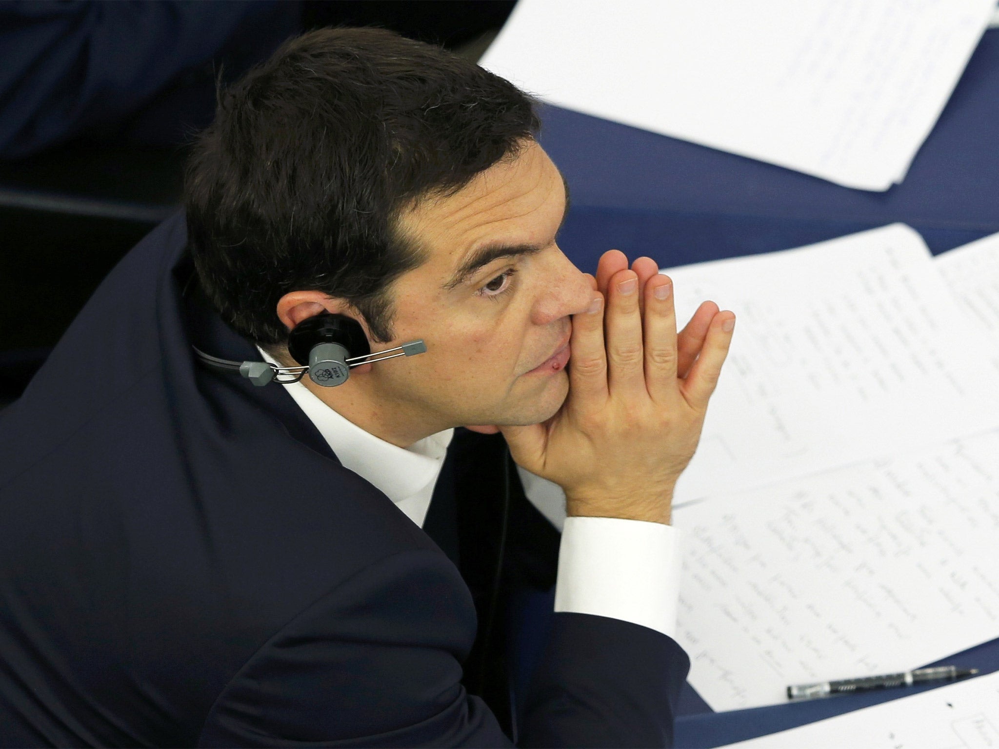 Greek Prime Minister Alexis Tsipras attends a debate at the European Parliament in Strasbourg on Wednesday