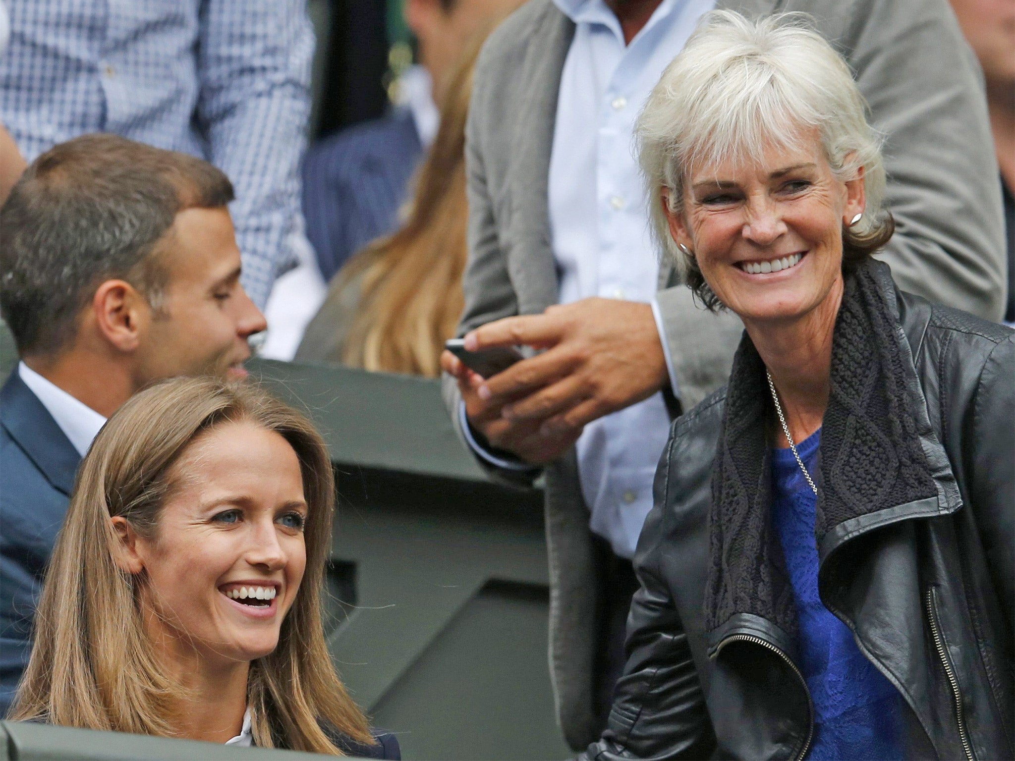 Judy Murray, right, and Andy’s wife Kim watch Murray’s victory