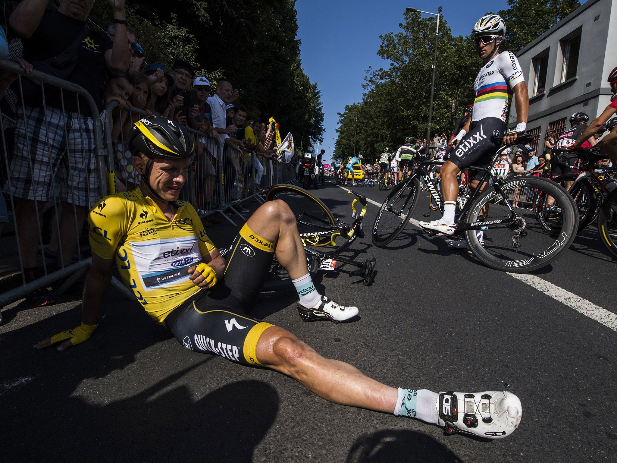 Tony Martin after his fall on stage six