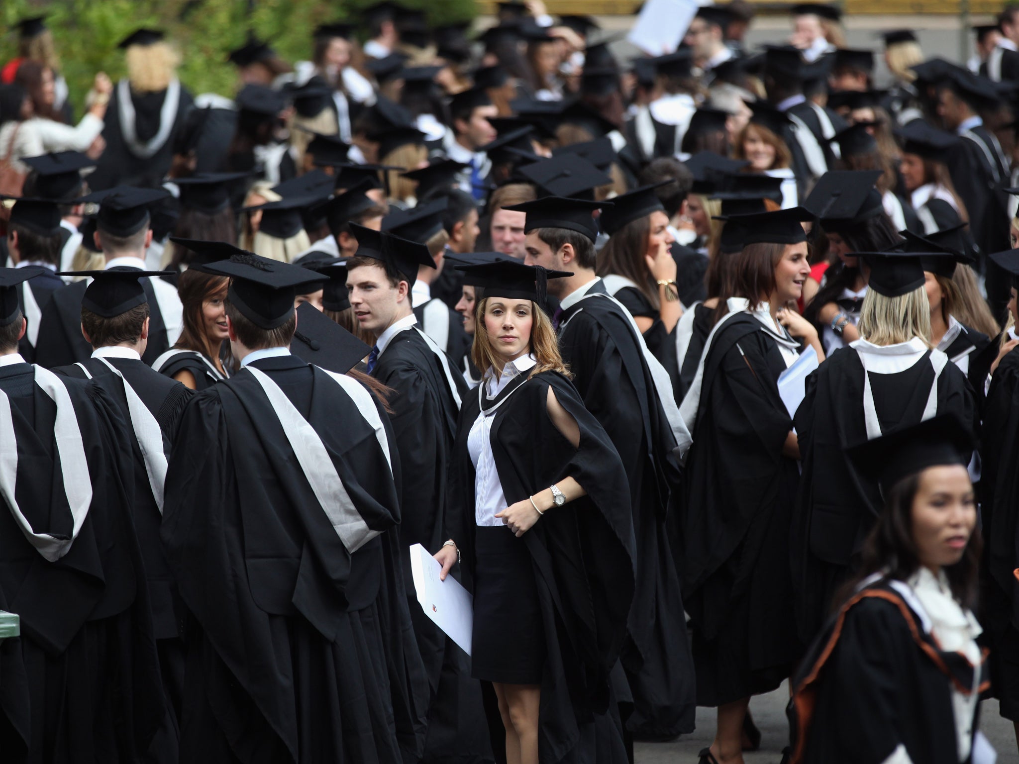 Students at the University of Birmingham take part in their degree congregations as they graduate on 14 July 2011 in Birmingham, England