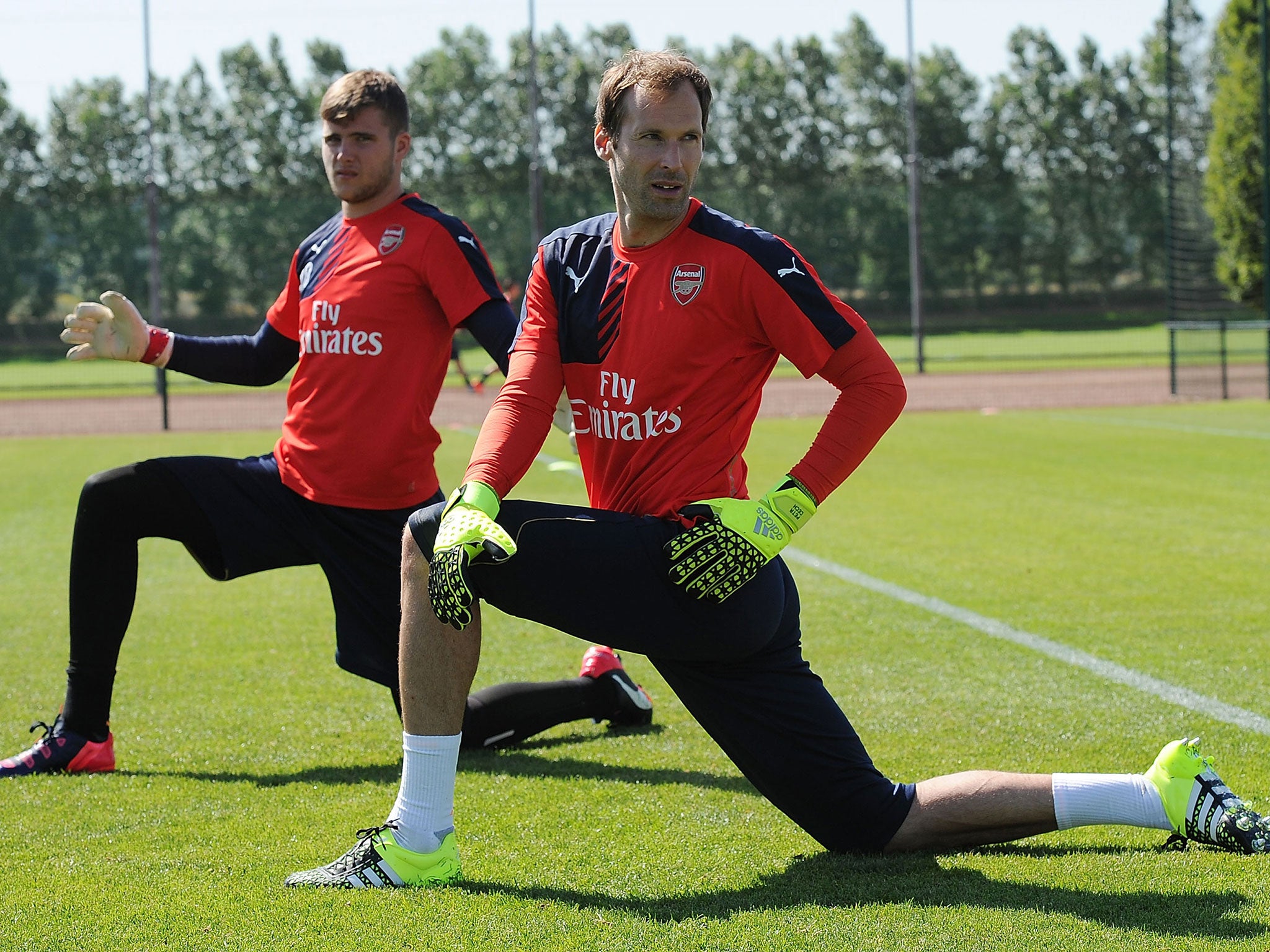 Cech with Arsenal goalkeeper Ryan Huddart