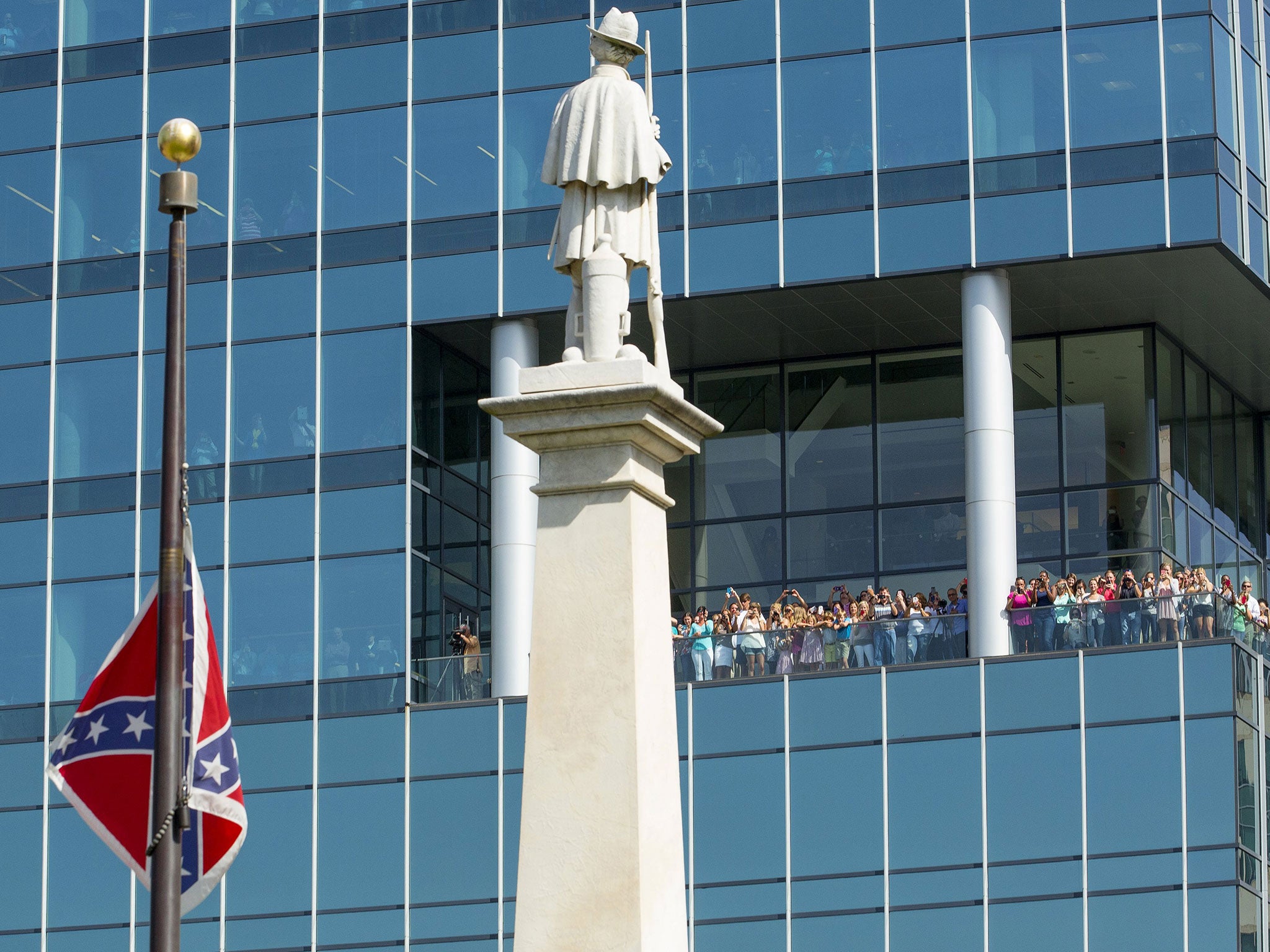 The Confederate battle flag is removed from the pole at the South Carolina statehouse grounds