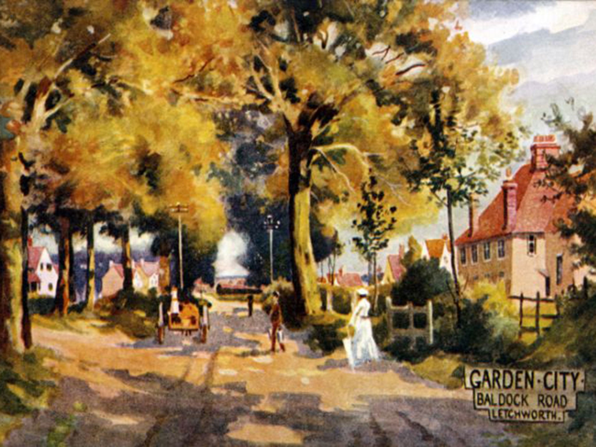 Letchworth Garden City - town development in Baldock Road, Letchworth, created by the British urban planner Ebenezer Howard in 1903