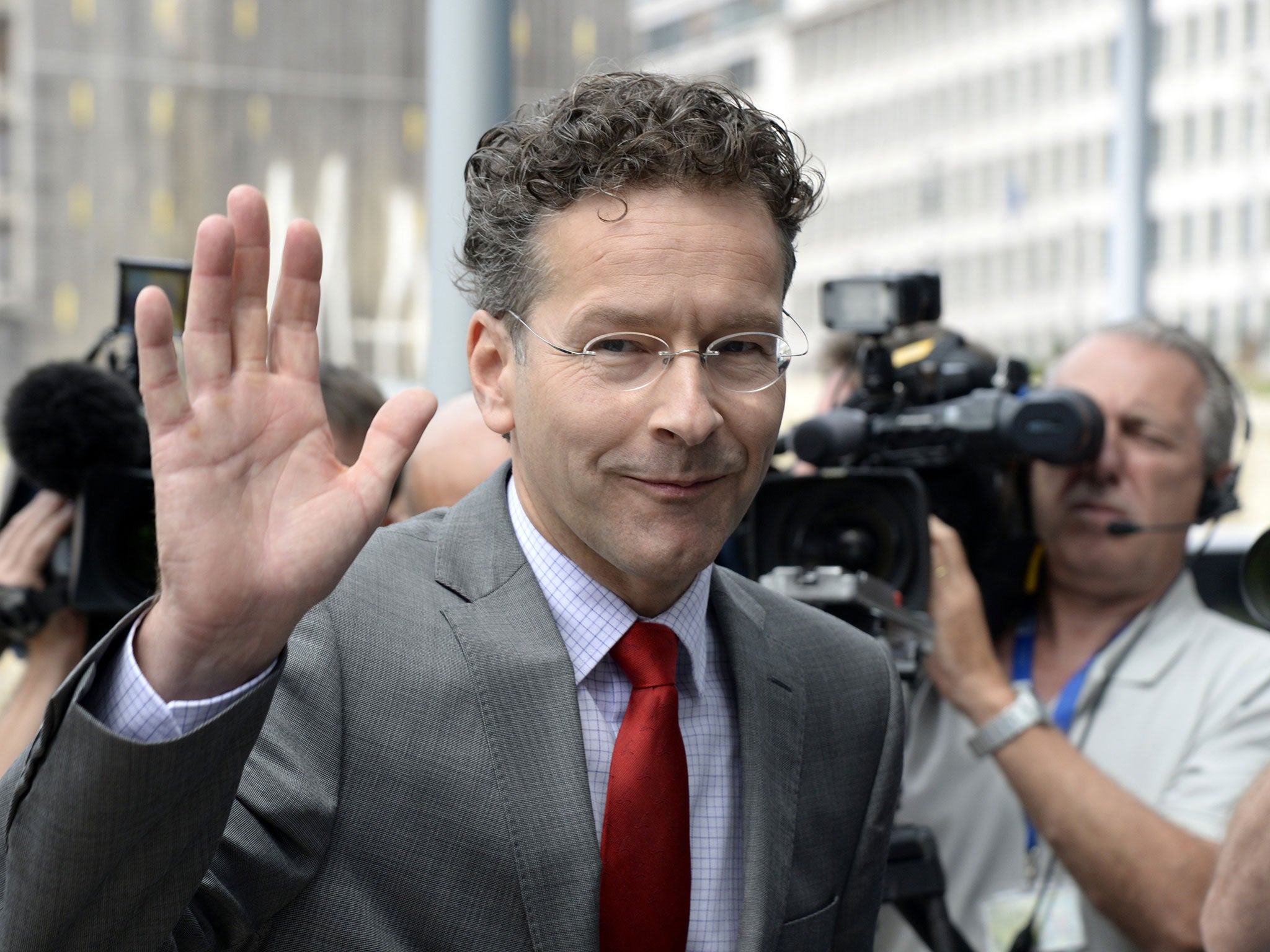 Eurogroup's President Jeroen Dijsselbloem arrives at a special Eurogroup meeting at the Lex building in Brussels