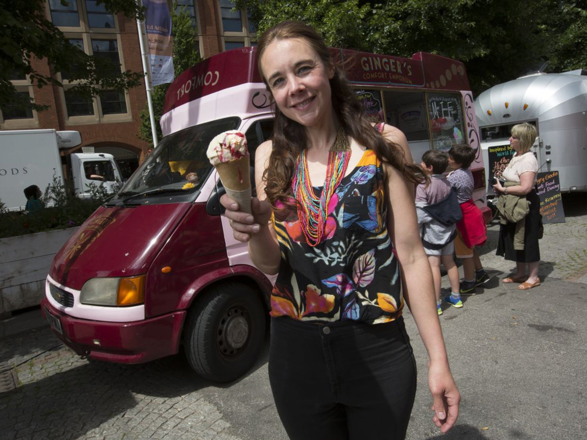 Claire Kelsey of Ginger’s Comfort Emporium in front of her van