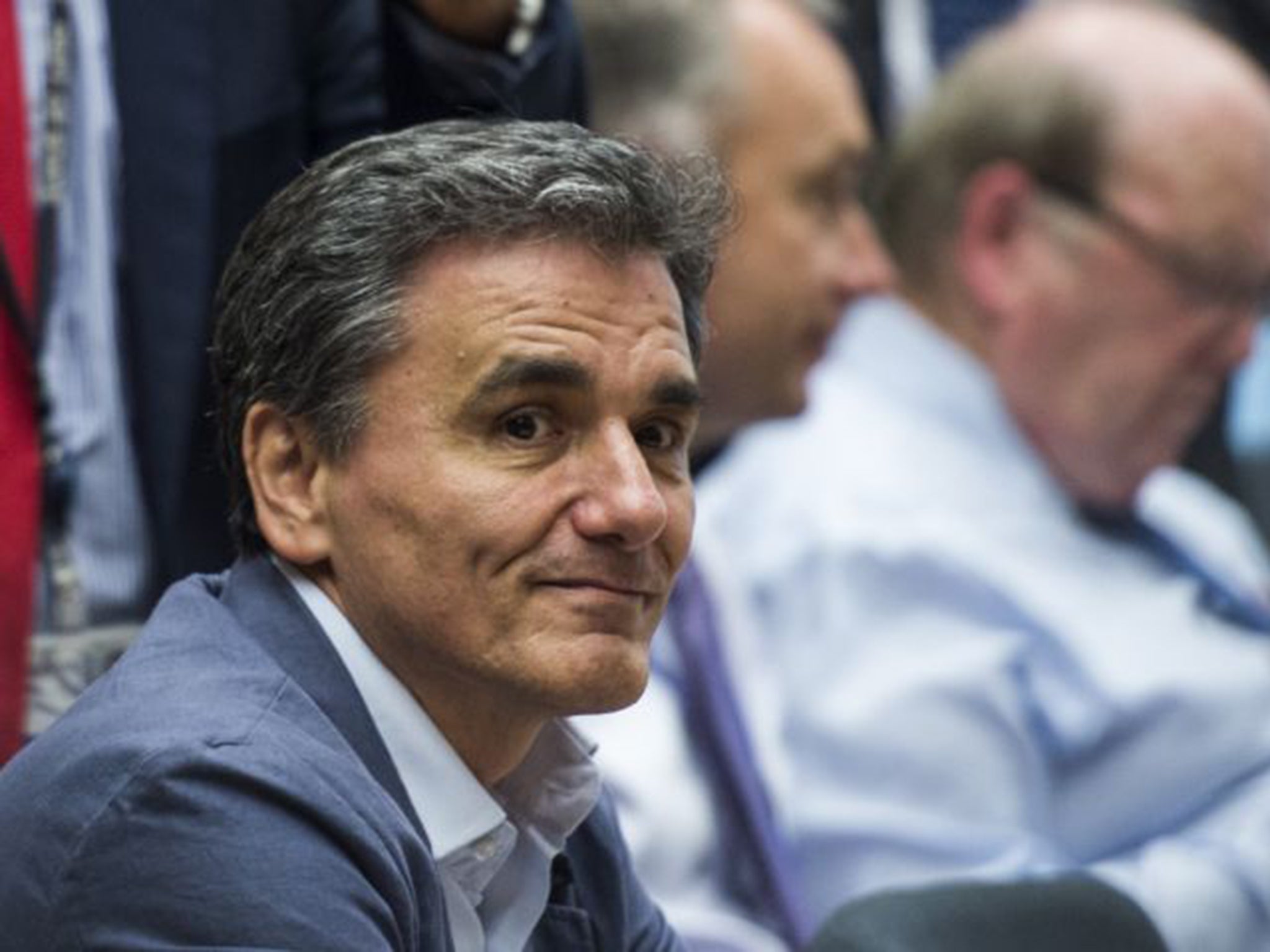 The new Greek finance minister, Euclid Tsakalotos, attends a meeting of Eurogroup finance ministers in Brussels on Saturday