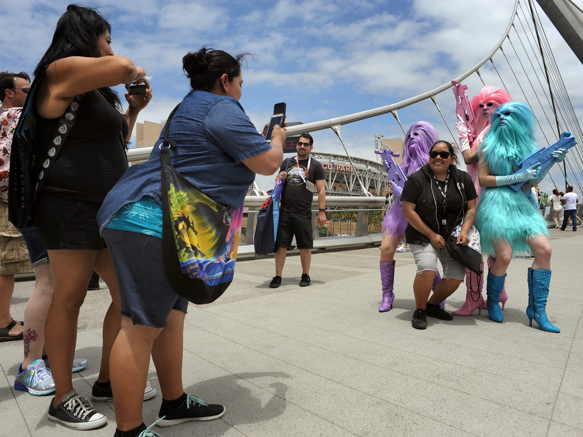 Cosplay Wookies pose at Comic-Con