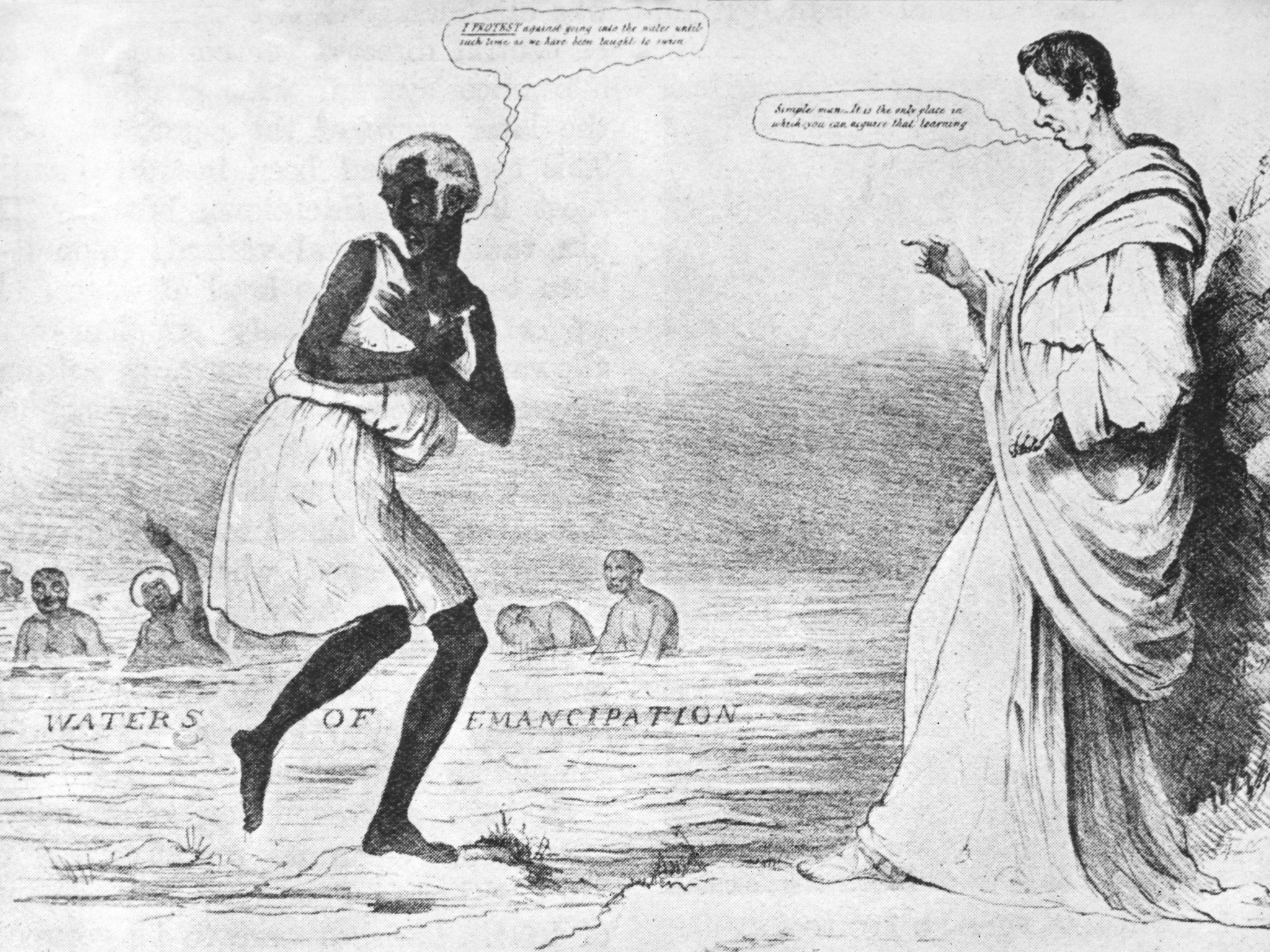 A cartoon lampooning British Prime Minister Arthur Wellesley over his objection to the Slavery Abolition Act 1833